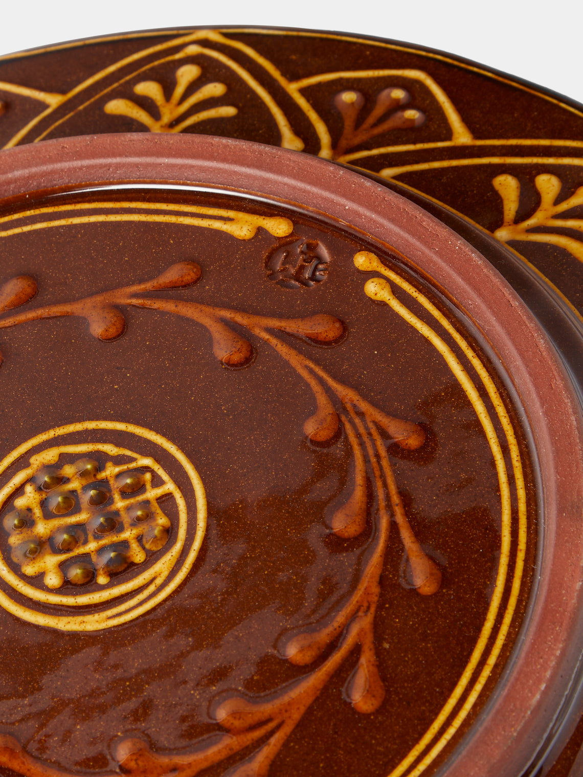 Fitch & McAndrew - Dahlias Slipware Serving Plate (13in/33cm) - Black - ABASK