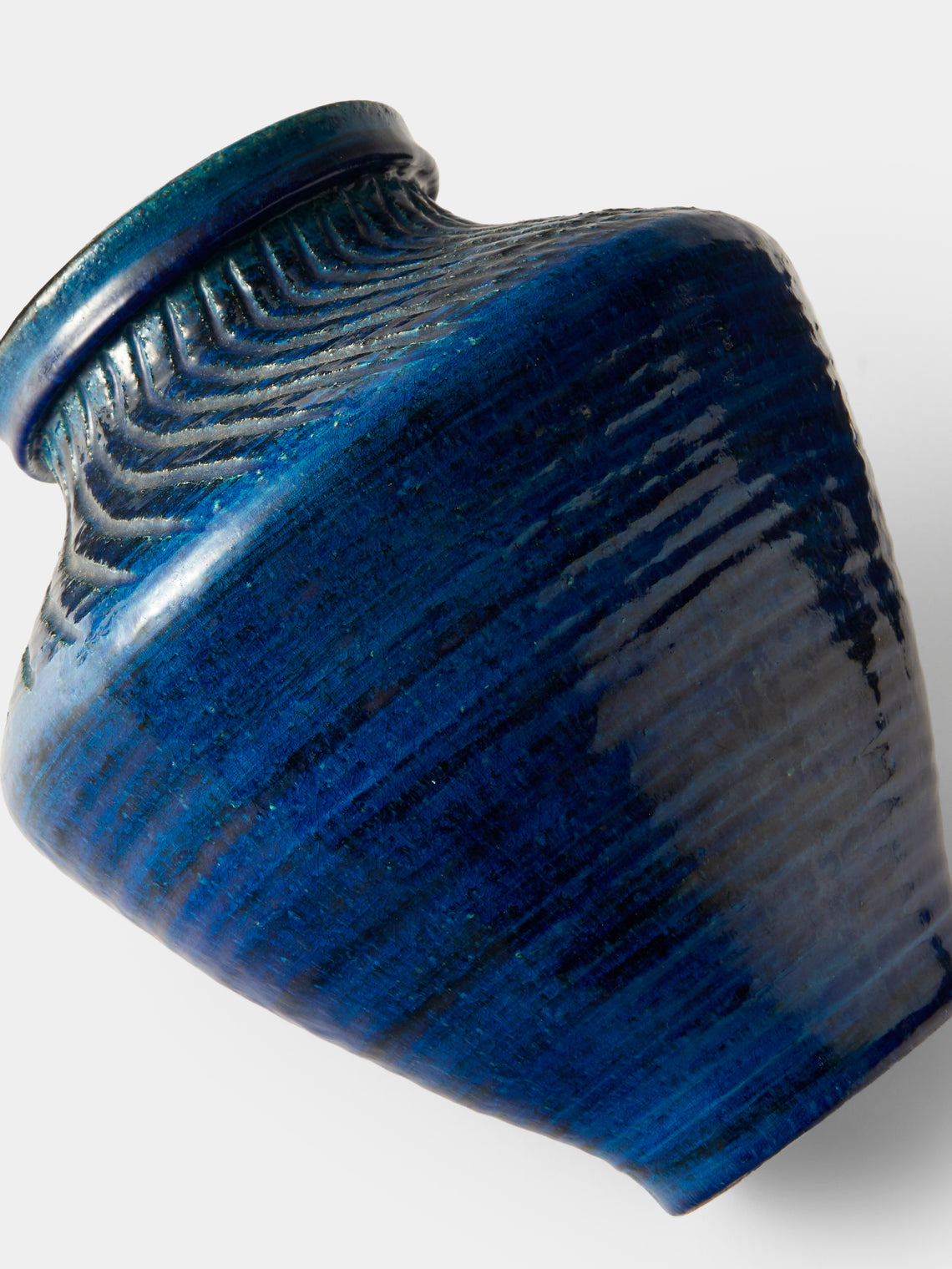 Antique and Vintage - 1950s Pol Chambost Ceramic Vase (11in/28cm) - Blue - ABASK