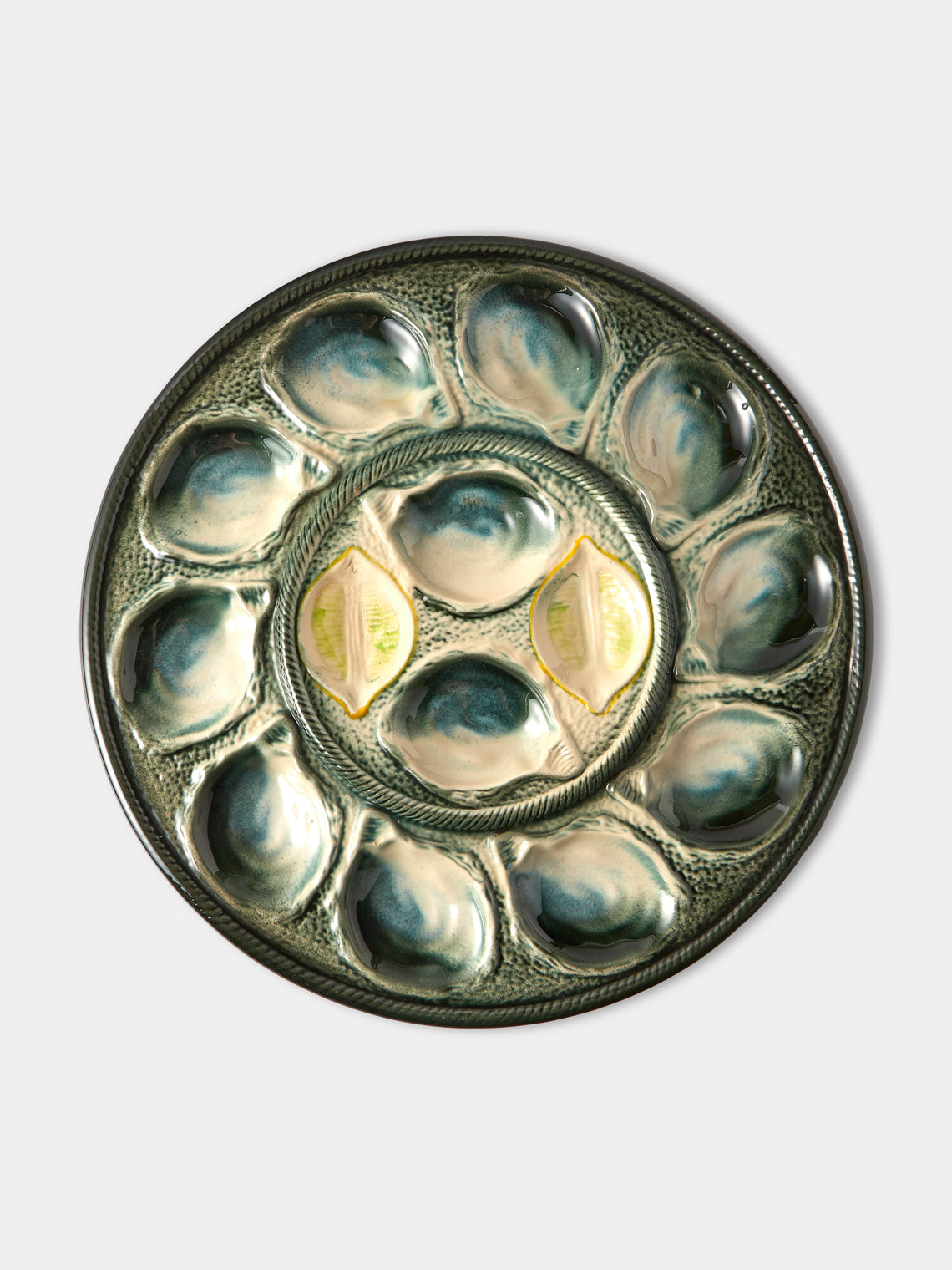Antique and Vintage - Mid-Century Majolica Ceramic Oyster Plates (Set of 2) - Multiple - ABASK