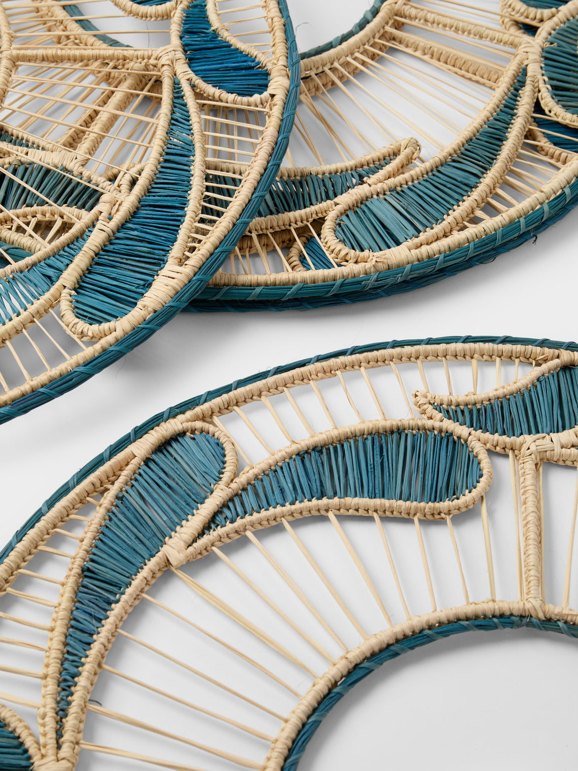 Artesanías del Atlántico - | Set of 4 | Mimbre Handwoven Palm Placemats - Blue - ABASK