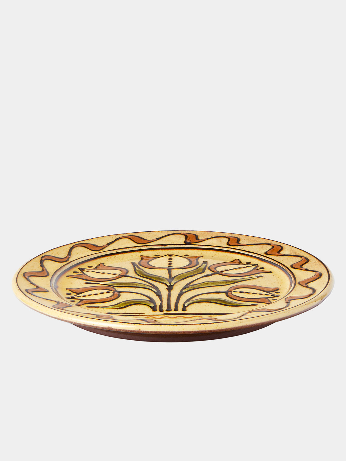 Fitch & McAndrew - Tulips Slipware Dinner Plate (10.4in/26.5cm) - Yellow - ABASK
