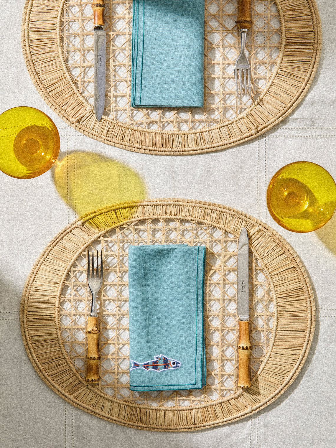 Artesanías del Atlántico - | Set of 4 | Mimbre Handwoven Palm Oval Placemats - Natural - ABASK