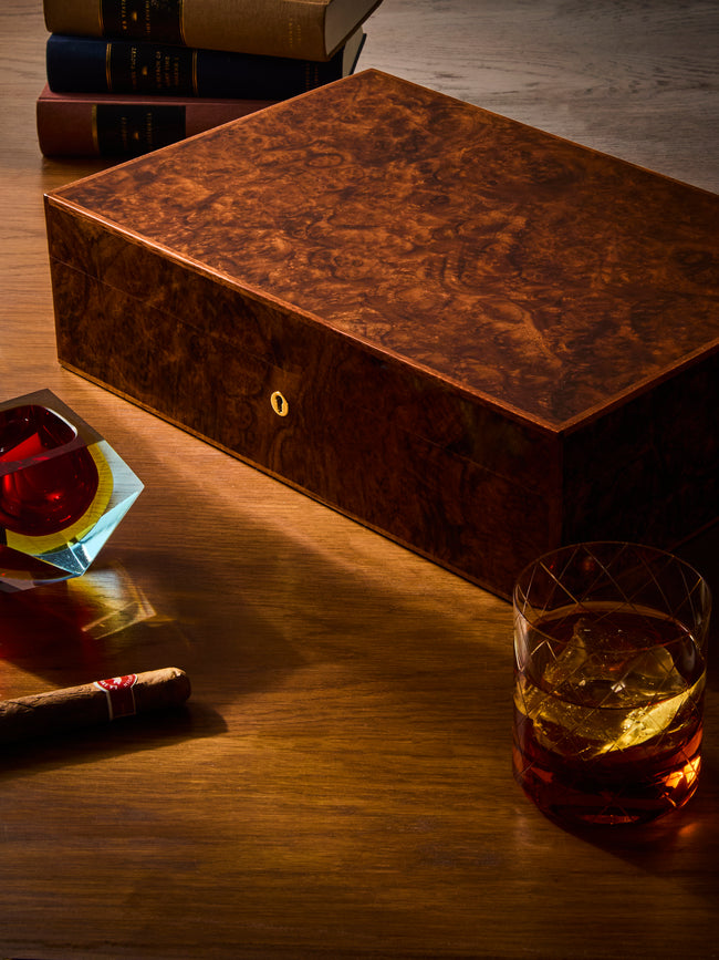 Elie Bleu - Walnut Burl Humidor Case (110 Cigars) - Dark Brown - ABASK