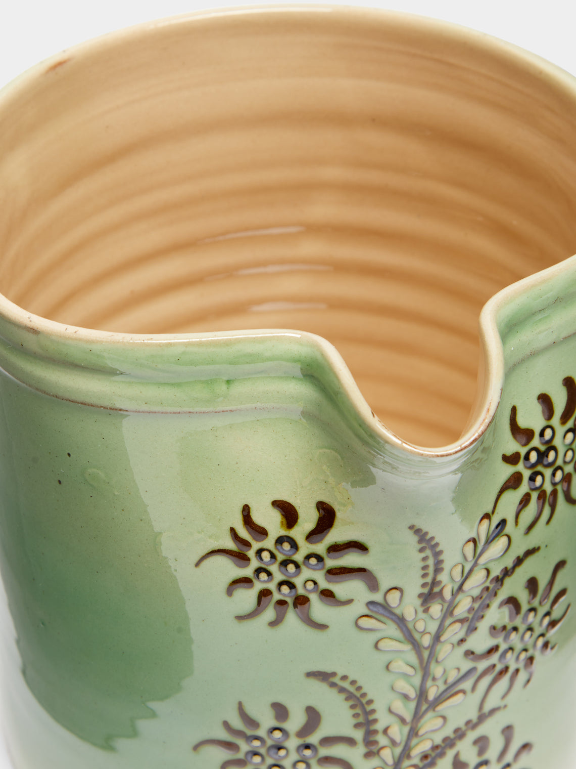 Poterie d’Évires - Flowers Hand-Painted Ceramic Straight-Edge Jug -  - ABASK
