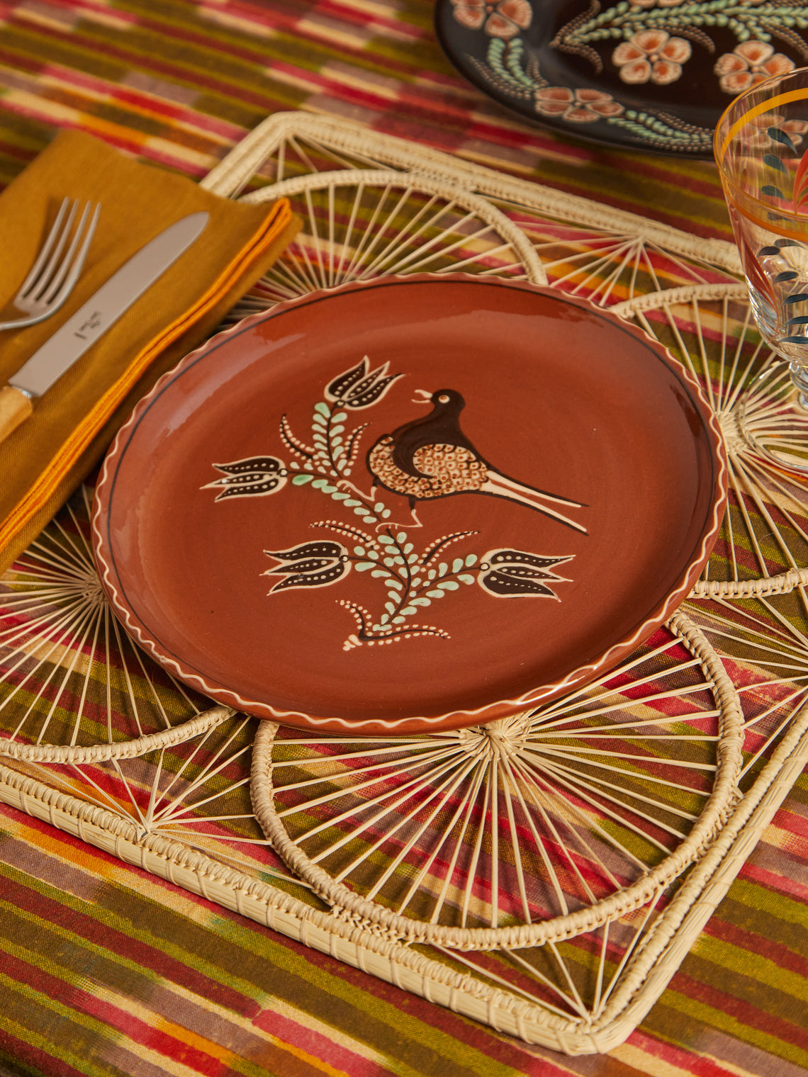 Poterie d’Évires - Birds Hand-Painted Ceramic Dinner Plates (Set of 4) -  - ABASK