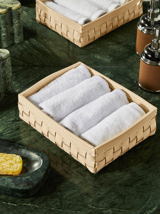 Riviere - Woven Leather Tray (10in/25cm) - Cream - ABASK