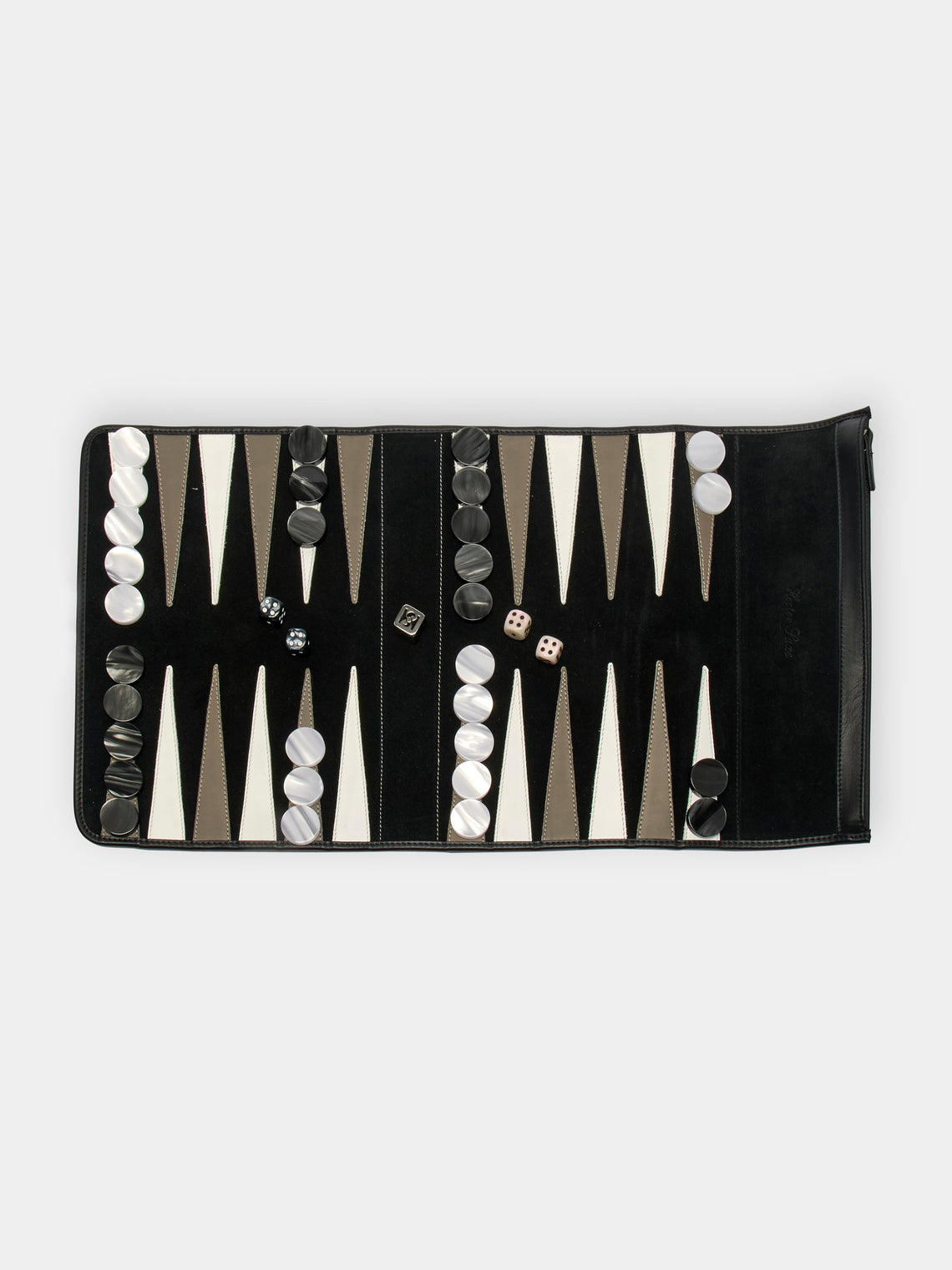 Hector Saxe - Leather Travel Backgammon Set - Black - ABASK - 