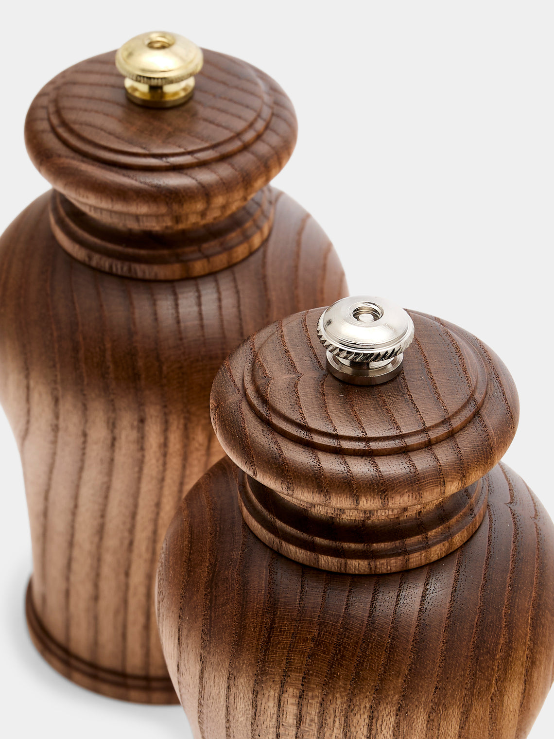 Yamani Woodworks - Hand-Turned Wood Salt and Pepper Mills (Set of 2) - Brown - ABASK