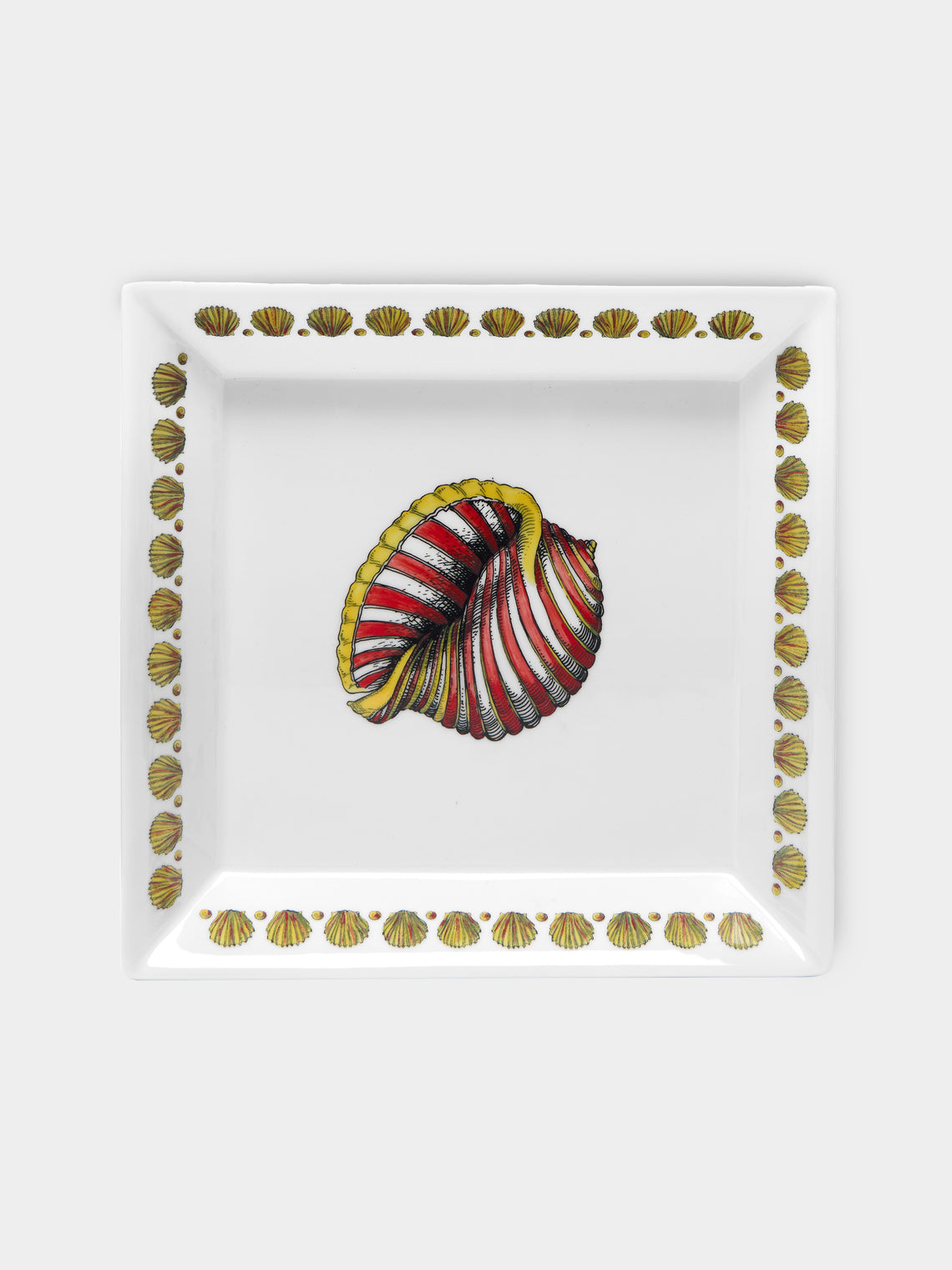 Fornasetti - Giro di Conchiglie Hand-Painted Porcelain Square Plate -  - ABASK - 