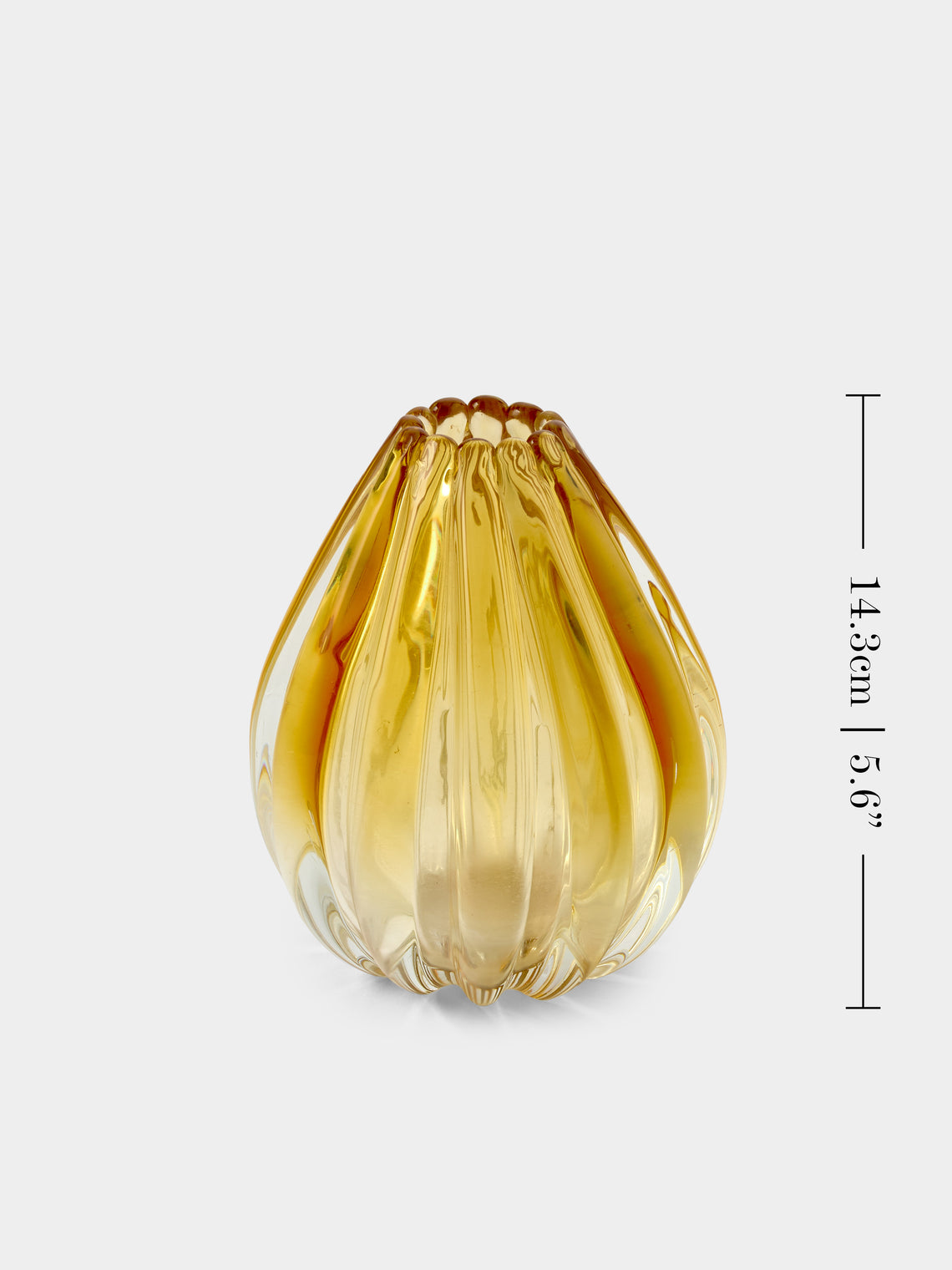 Antique and Vintage - 1942 Flavio Poli for Seguso Vetri d'Arte Murano Glass Vase (5.5in/14.5cm) - Yellow - ABASK