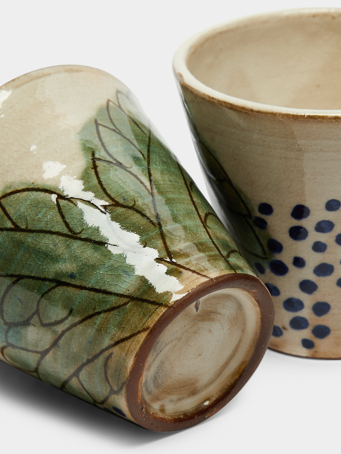Anut Cairo - Leaves Hand-Painted Ceramic Espresso Cups (Set of 4) -  - ABASK