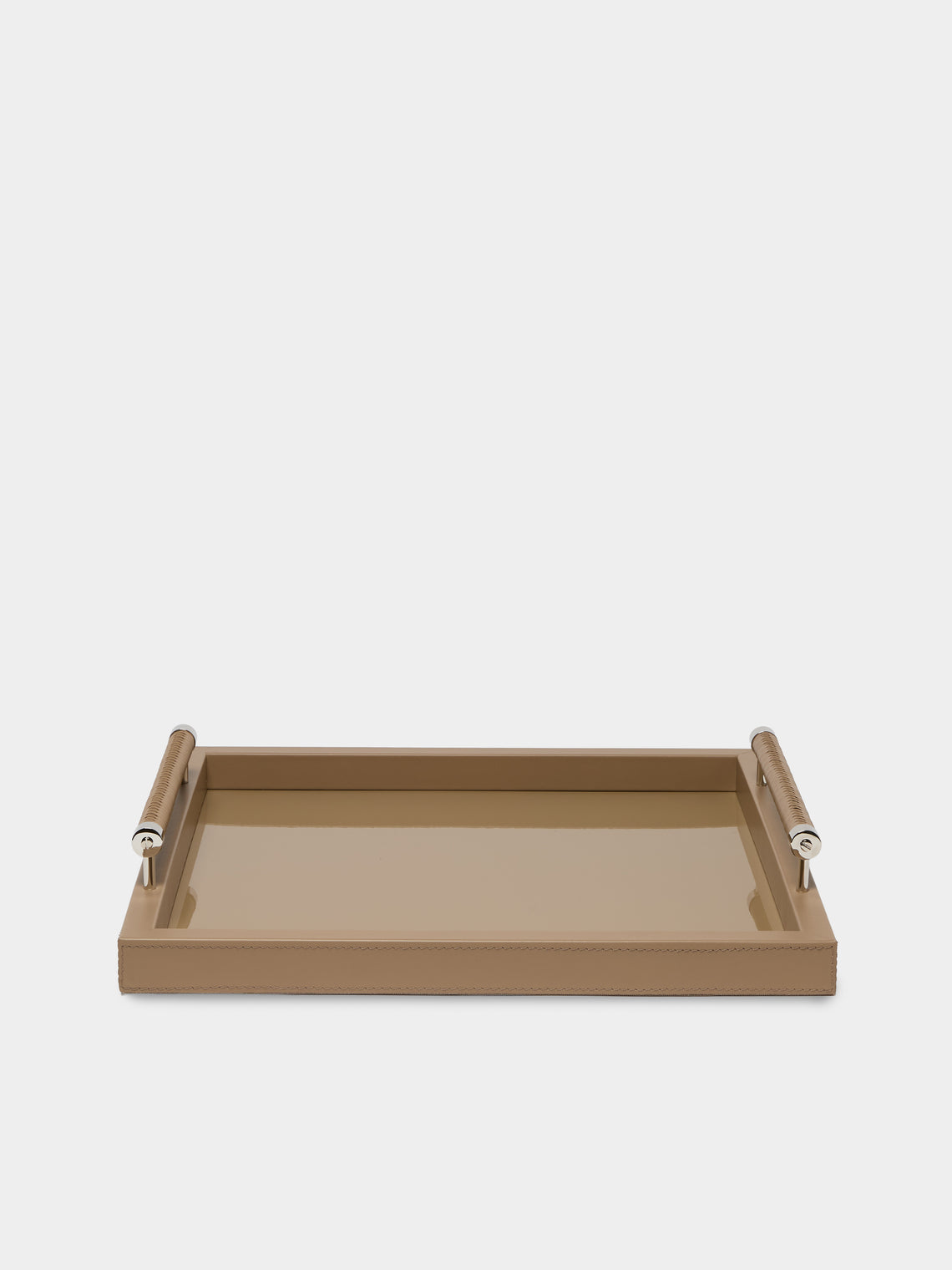 Riviere - Diana Lacquered Wood Tray (18in/46cm) - Taupe - ABASK