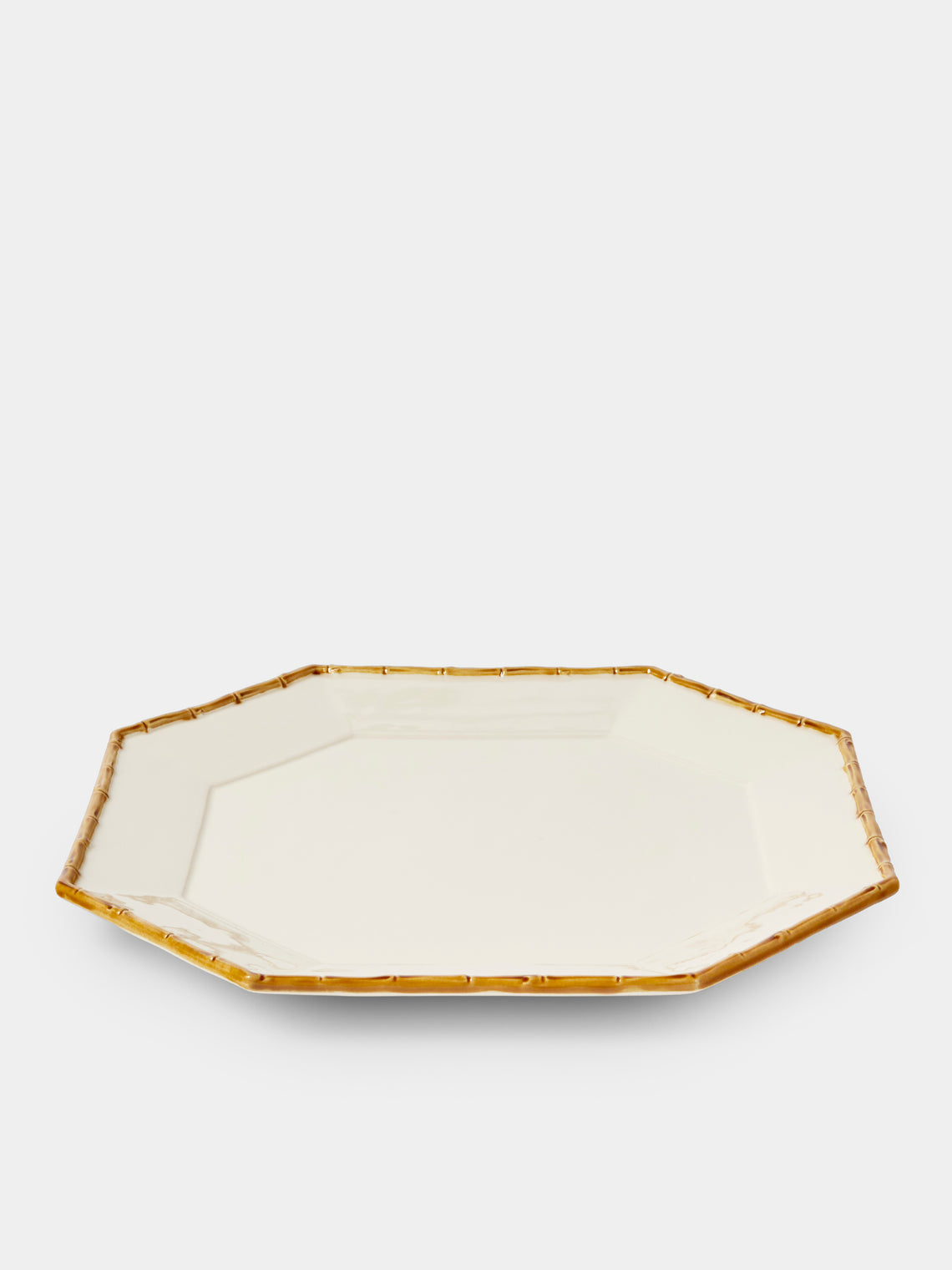 Verdolini - Bamboo Hand-Painted Ceramic Charger Plate (13in/33cm) - White - ABASK
