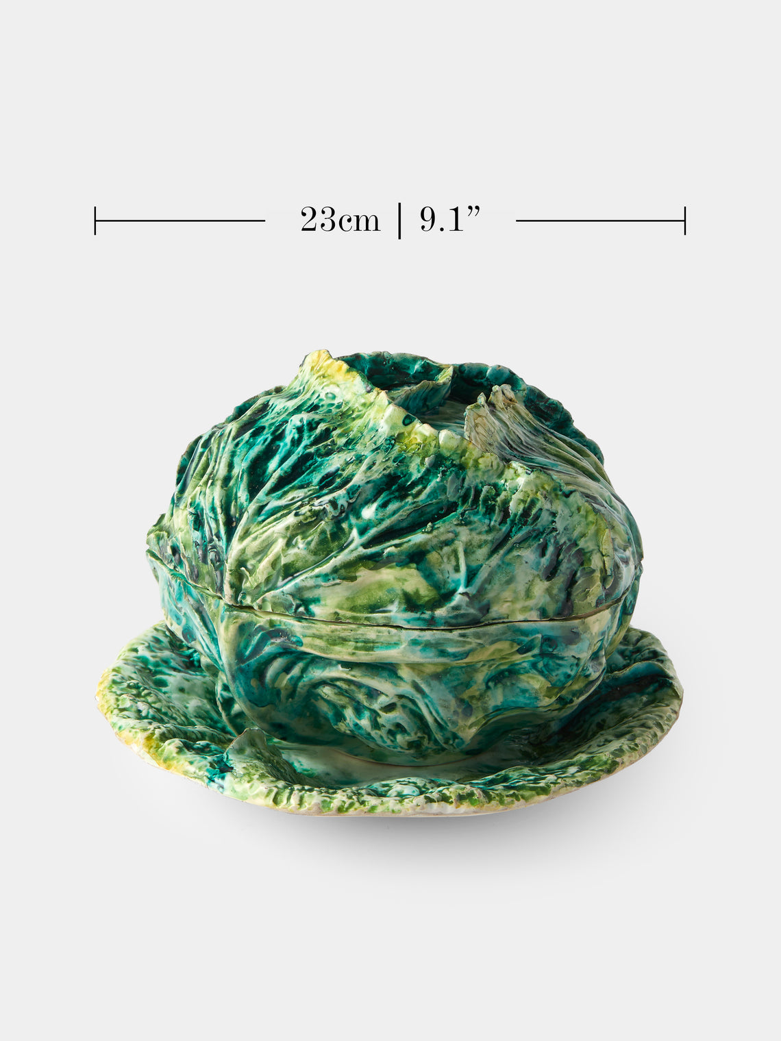 Antique and Vintage - 1940s Este Ceramiche Majolica Ceramic Cabbage Serving Tureen - Green - ABASK