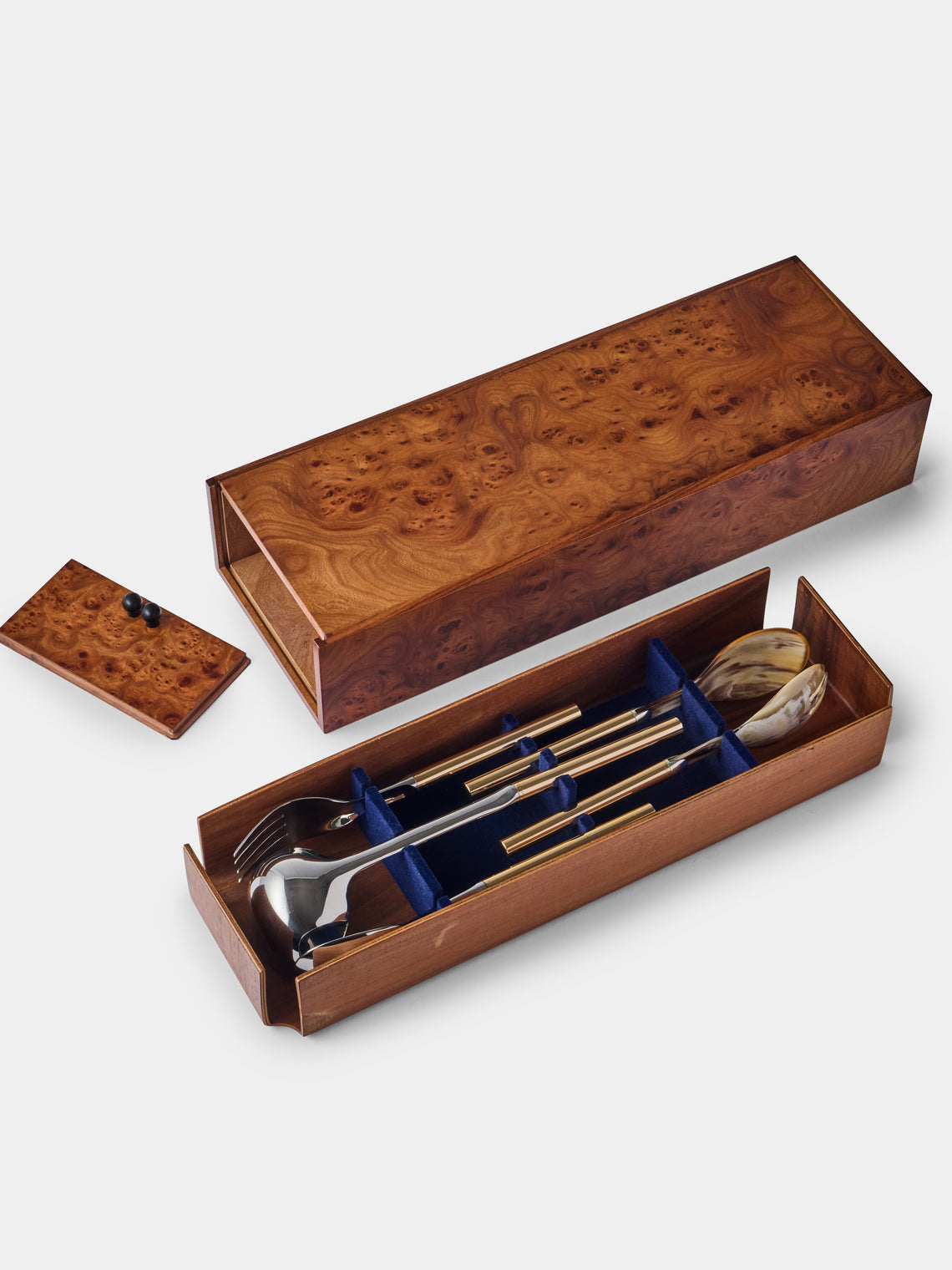 San Lorenzo - 1979 Afra and Tobia Scarpa Sterling Silver and Gold Serving Cutlery in Wooden Box (Set of 5) - Silver - ABASK