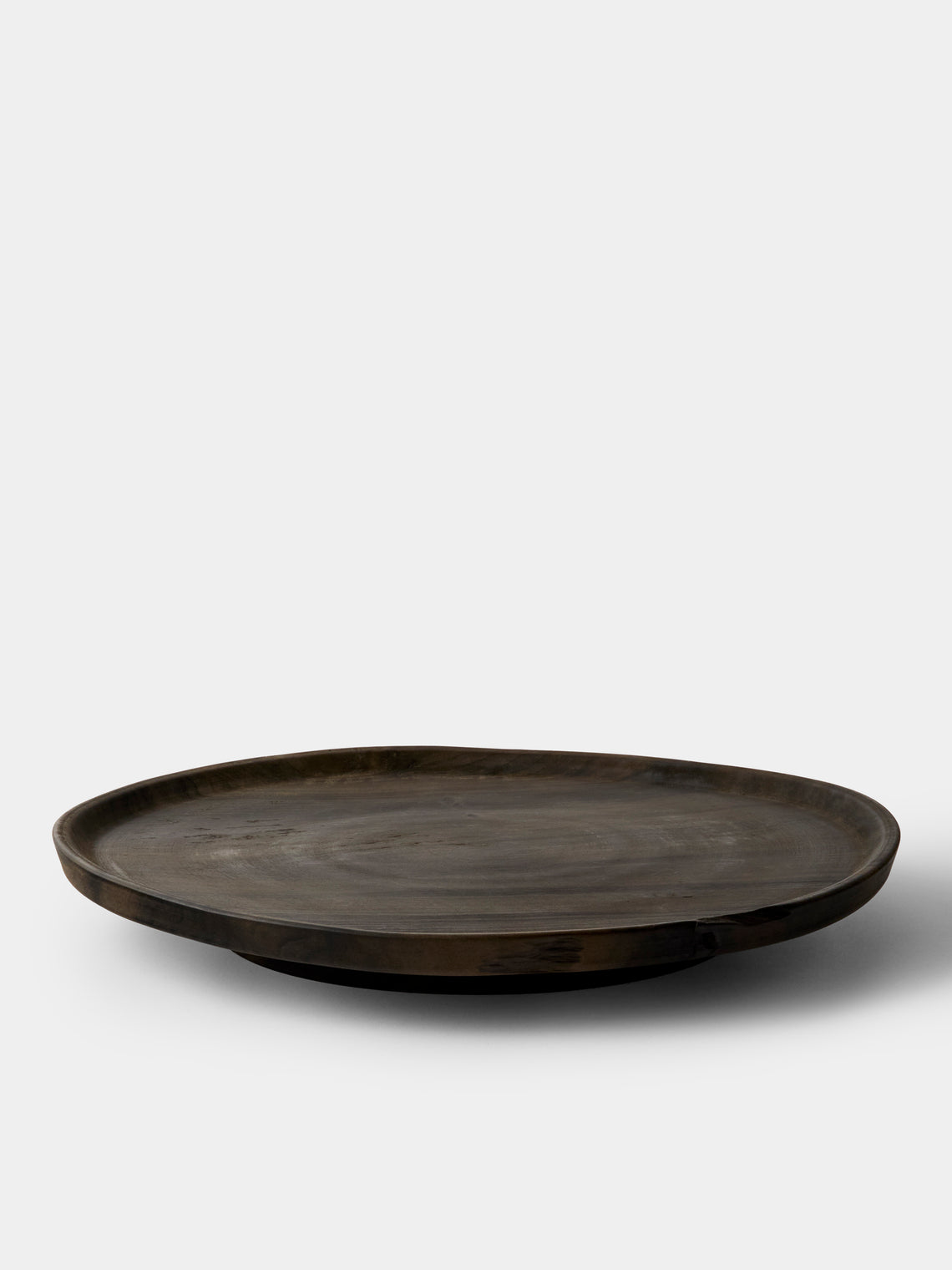Iida Woodturning - Hand-Turned Oil-Finish Iron-Mordant Dogwood Tray (17.5in/44.5cm) - Brown - ABASK - 