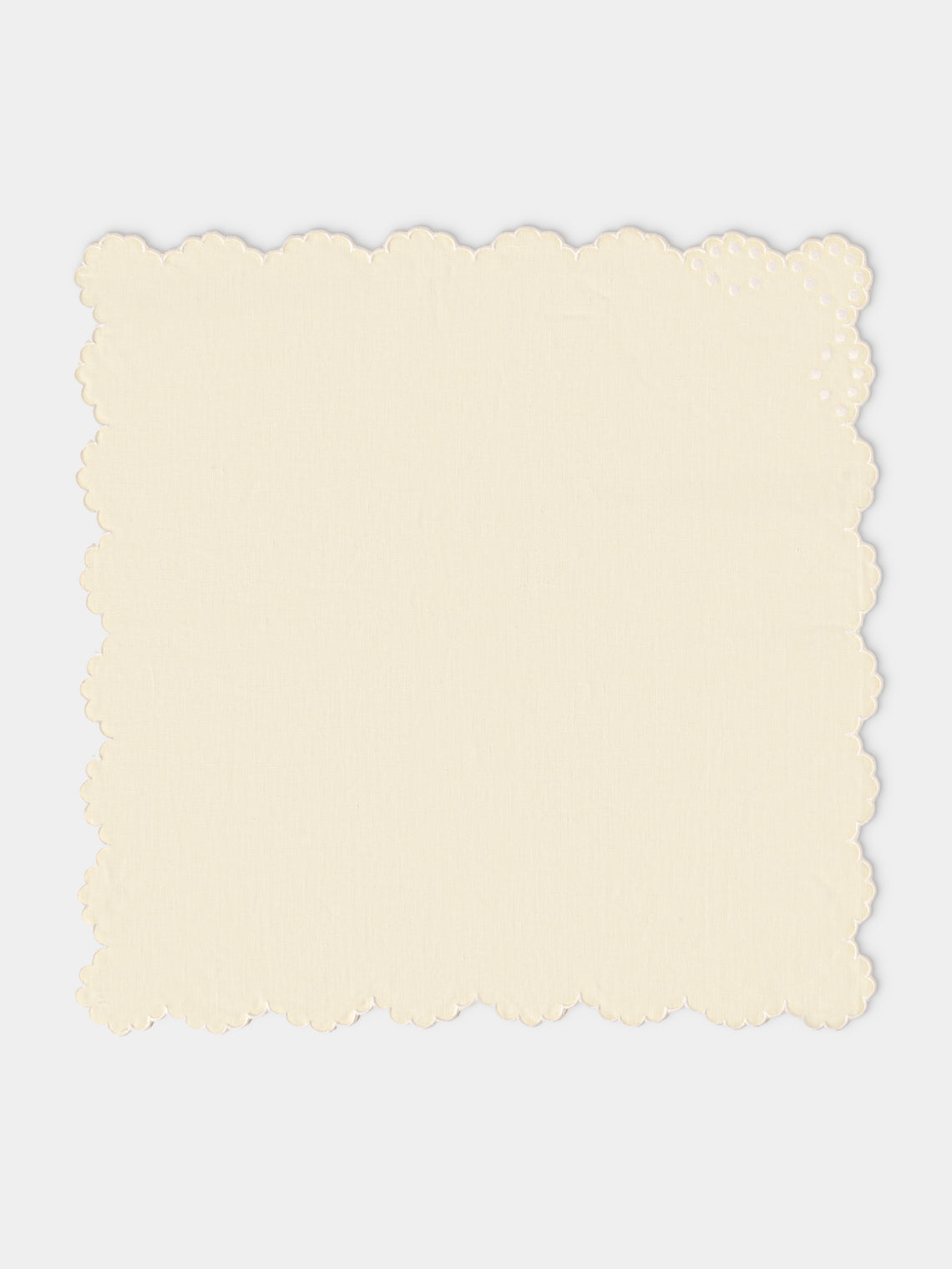 Los Encajeros - Bodoques Embroidered Linen Napkins (Set of 4) - Ivory - ABASK