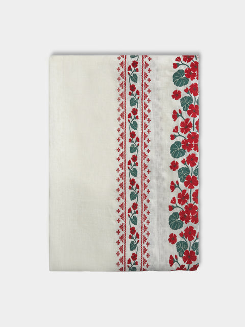 Esencial Hogar - Geranio Embroidered Linen Rectangular Tablecloth -  - ABASK - 