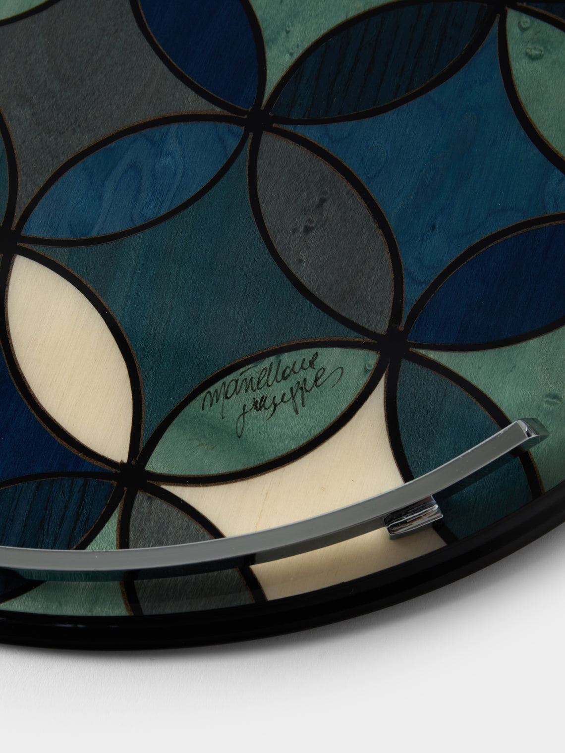 Mastellone Giuseppe - Wood Inlay Tray (12.5in/32cm) - Blue - ABASK