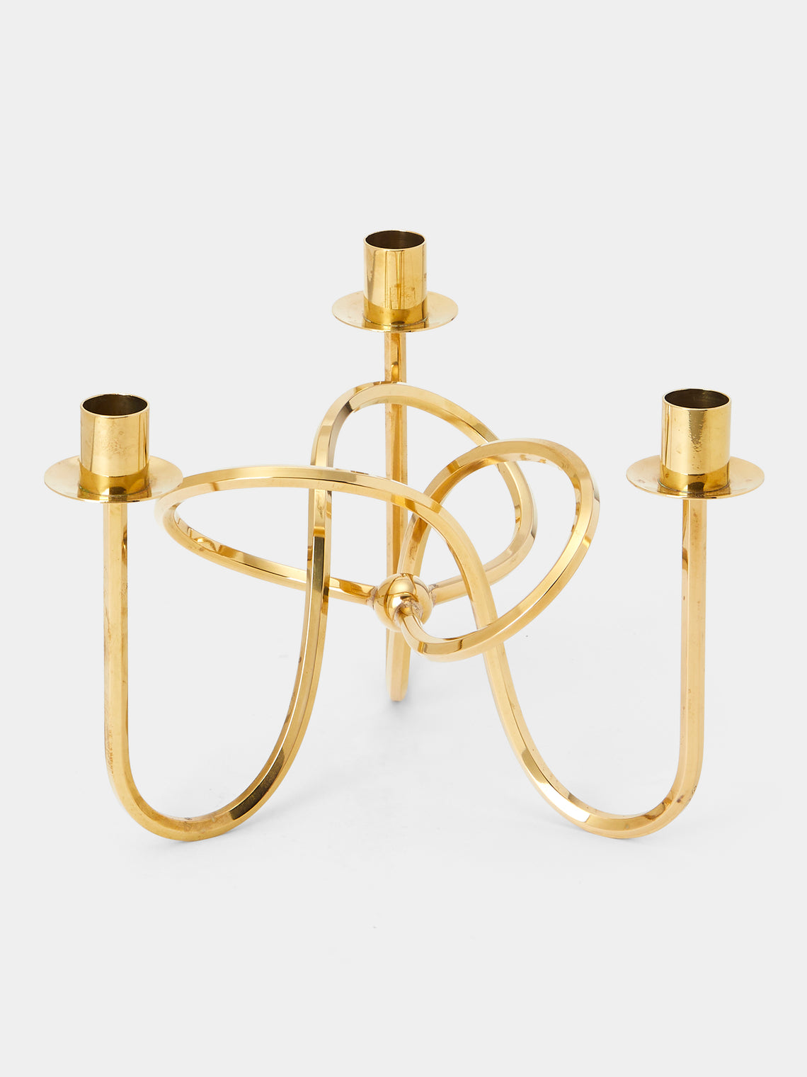 Antique and Vintage - 1960s Josef Frank The Knot of Friendship Brass Candle Holder - Gold - ABASK - 