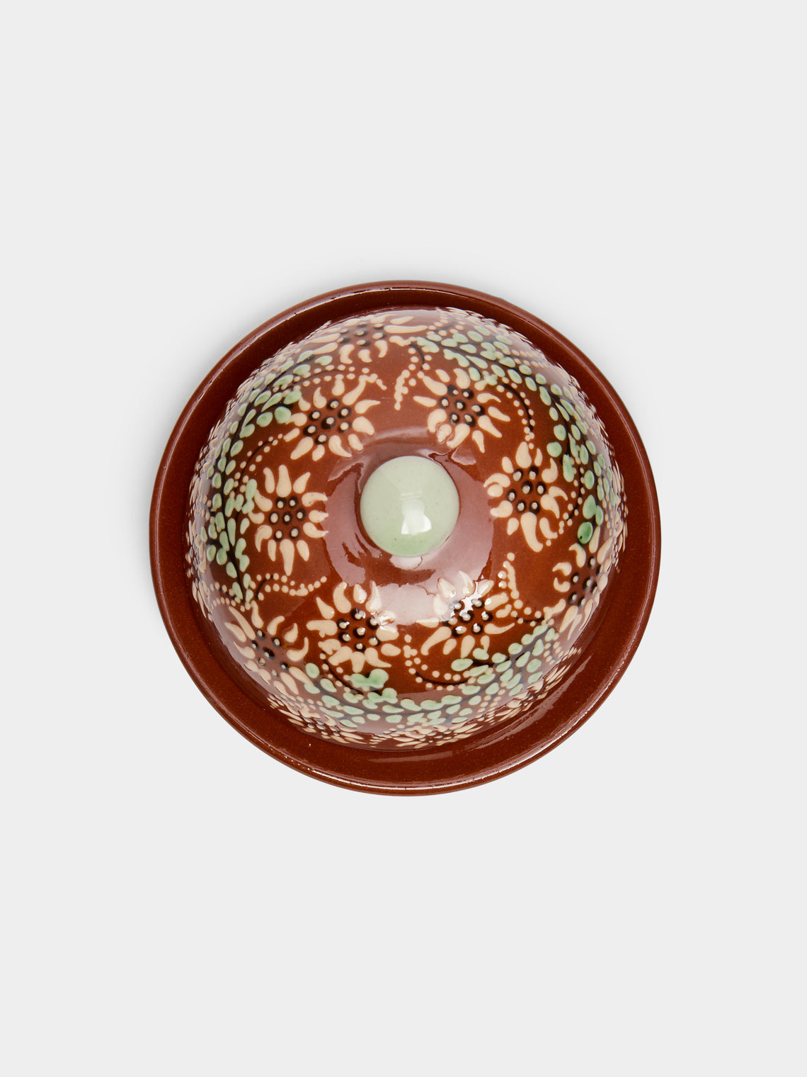 Poterie d’Évires - Flowers Hand-Painted Ceramic Small Butter Dish -  - ABASK