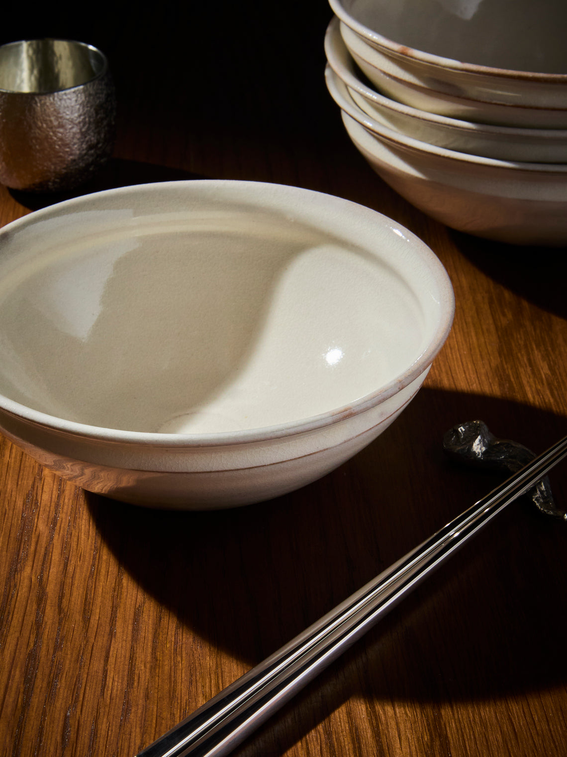 Fuminari Araga - Kohiki Slipware Shallow Bowls – 6in/15cm (Set of 4) - White - ABASK