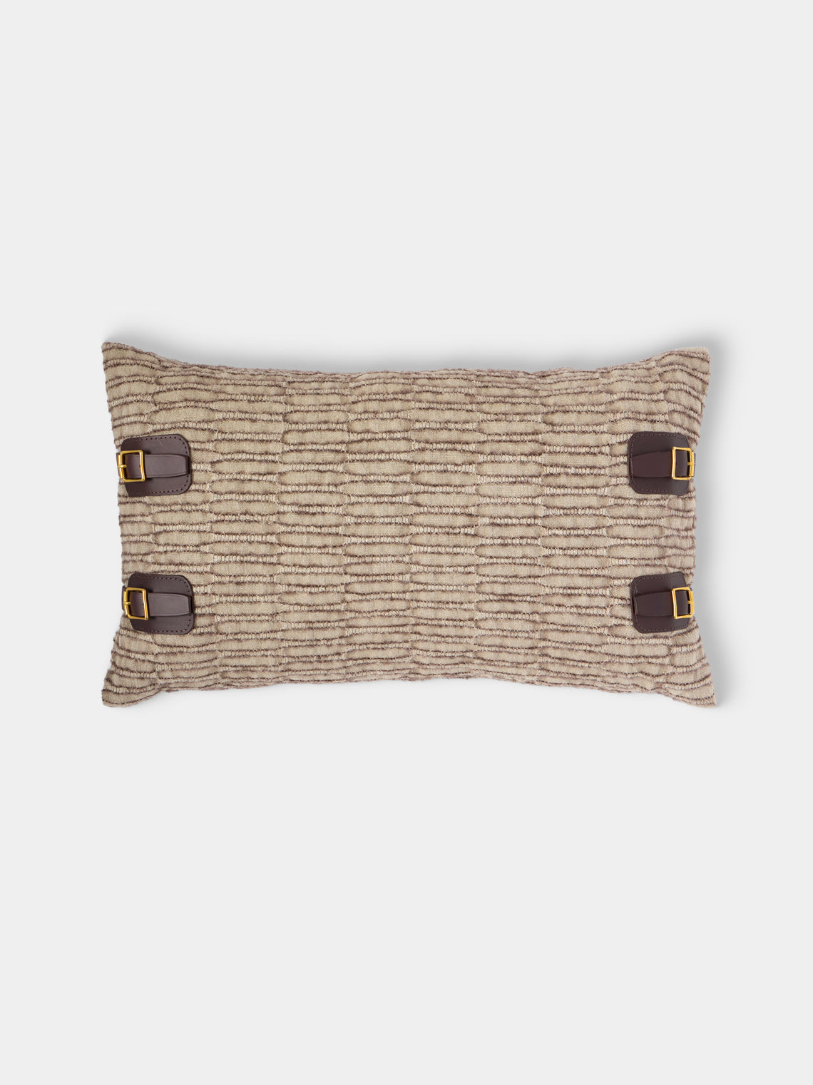 de Le Cuona - Nara Buckle Linen and Alpaca Cushion (23.5in/60cm) - Brown - ABASK - 