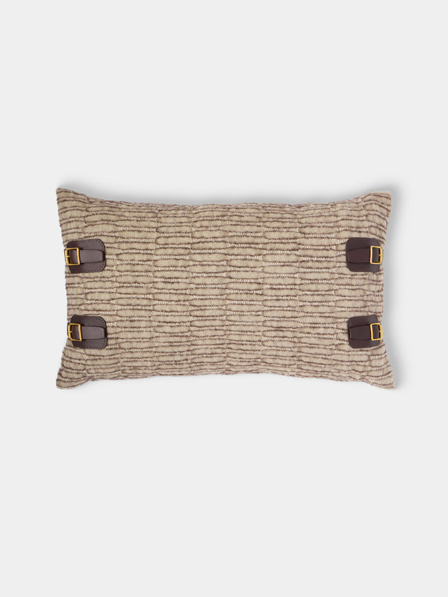 de Le Cuona - Nara Buckle Linen and Alpaca Cushion (23.5in/60cm) - Brown - ABASK - 