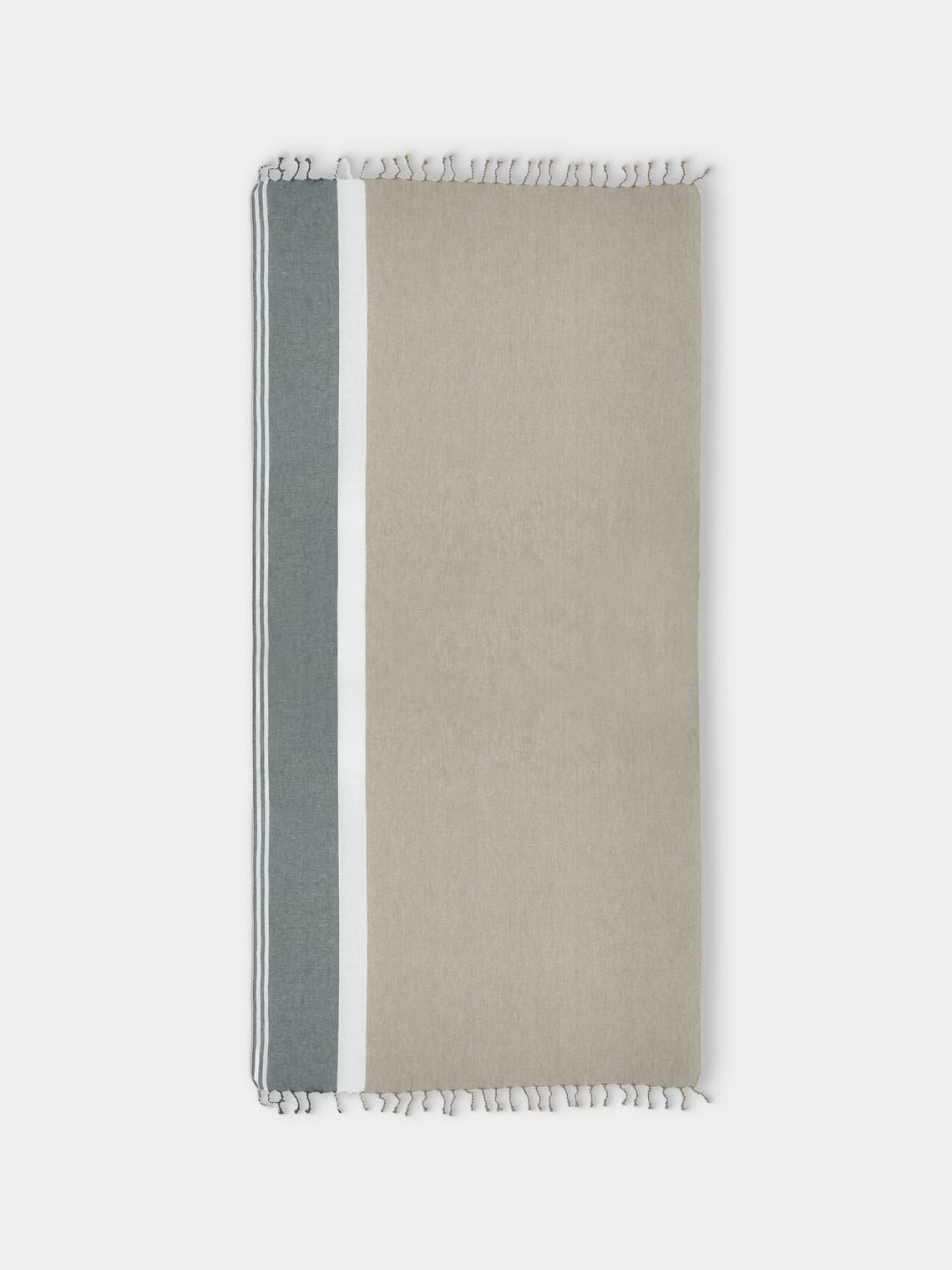Brunello Cucinelli - Linen Striped Blanket (76in/1.9m) - Gray - ABASK - 