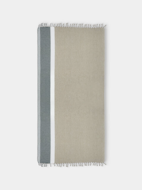 Brunello Cucinelli - Linen Striped Blanket (76in/1.9m) - Gray - ABASK - 
