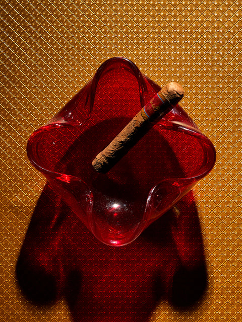 Antique and Vintage - Mid-Century Glass Ashtray - Red - ABASK