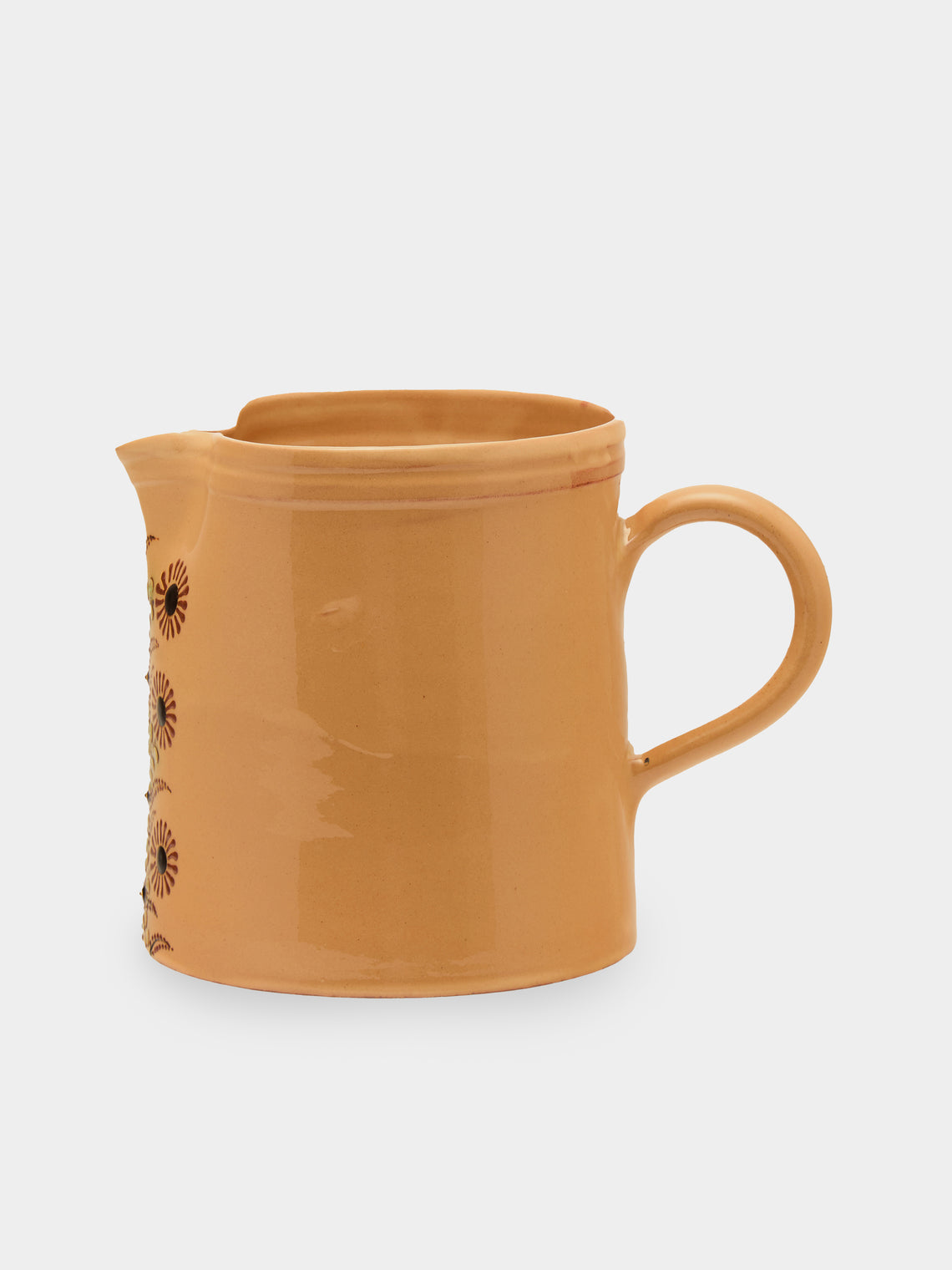 Poterie d’Évires - Flowers Hand-Painted Ceramic Straight-Edge Jug (70.5oz/2L) - Cream - ABASK
