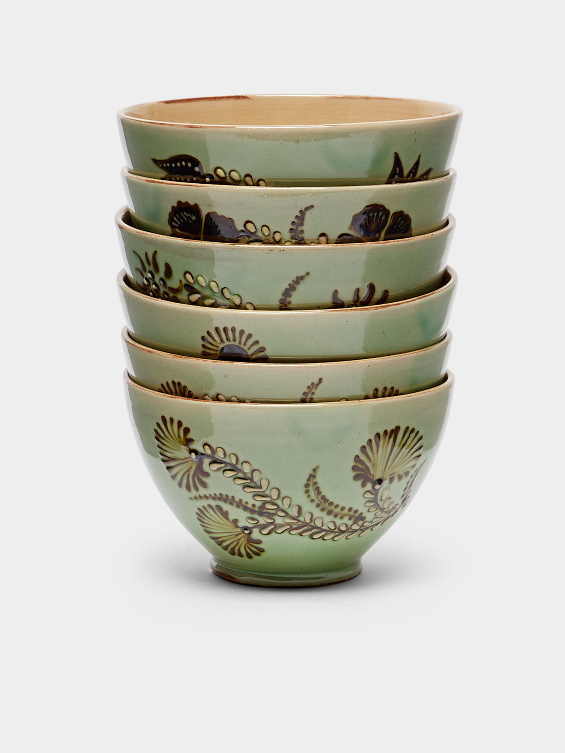 Poterie d’Évires - Flowers Hand-Painted Ceramic Cereal Bowls (Set of 6) -  - ABASK