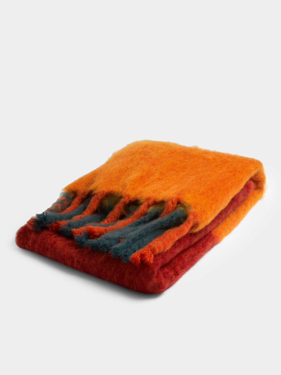 Lena Rewell - Handwoven Checked Mohair Blanket (Green/Yellow) (71in/1.8m) - Multiple - ABASK