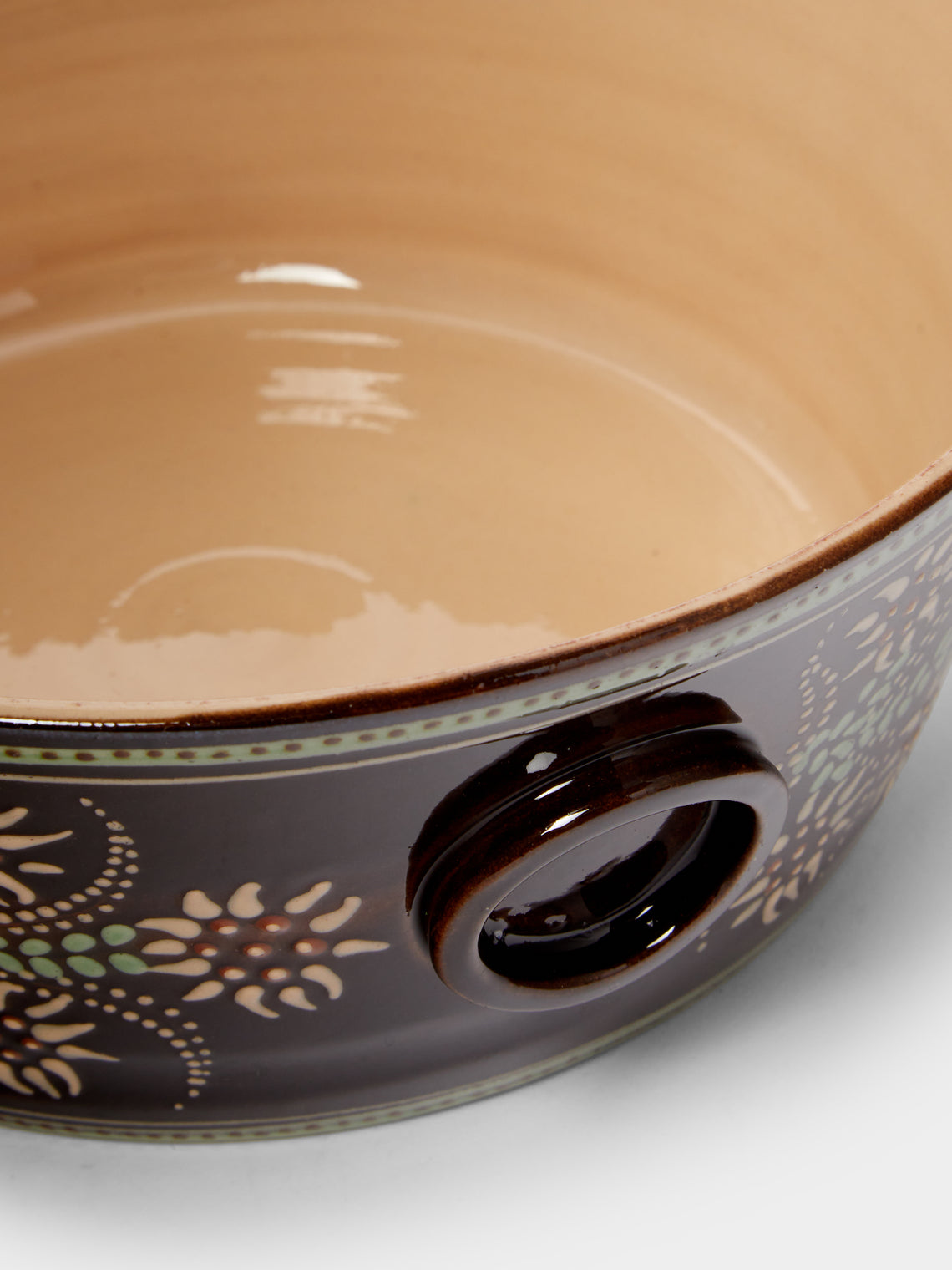 Poterie d’Évires - Flowers Hand-Painted Ceramic Large Handled Serving Bowl -  - ABASK