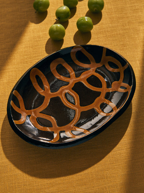 Aono Pottery - Slipware Oval Dish - Brown - ABASK