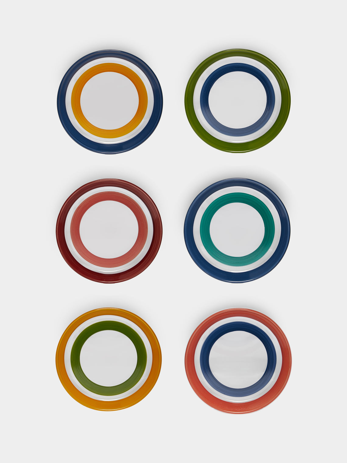 Los Vasos de Agua Clara - Stripe Hand-Painted Glass Bread Plates (Set of 6) -  - ABASK - 