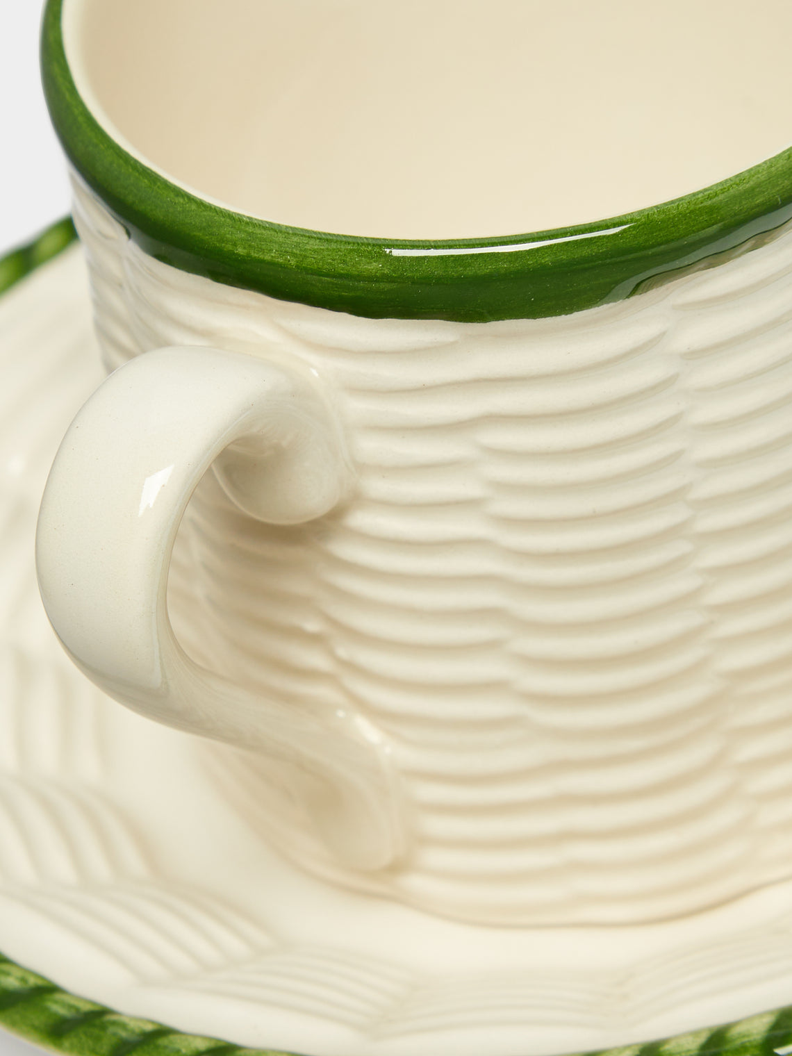 Este Ceramiche - Wicker Hand-Painted Ceramic Coffee Cups and Saucers (Set of 4) -  - ABASK