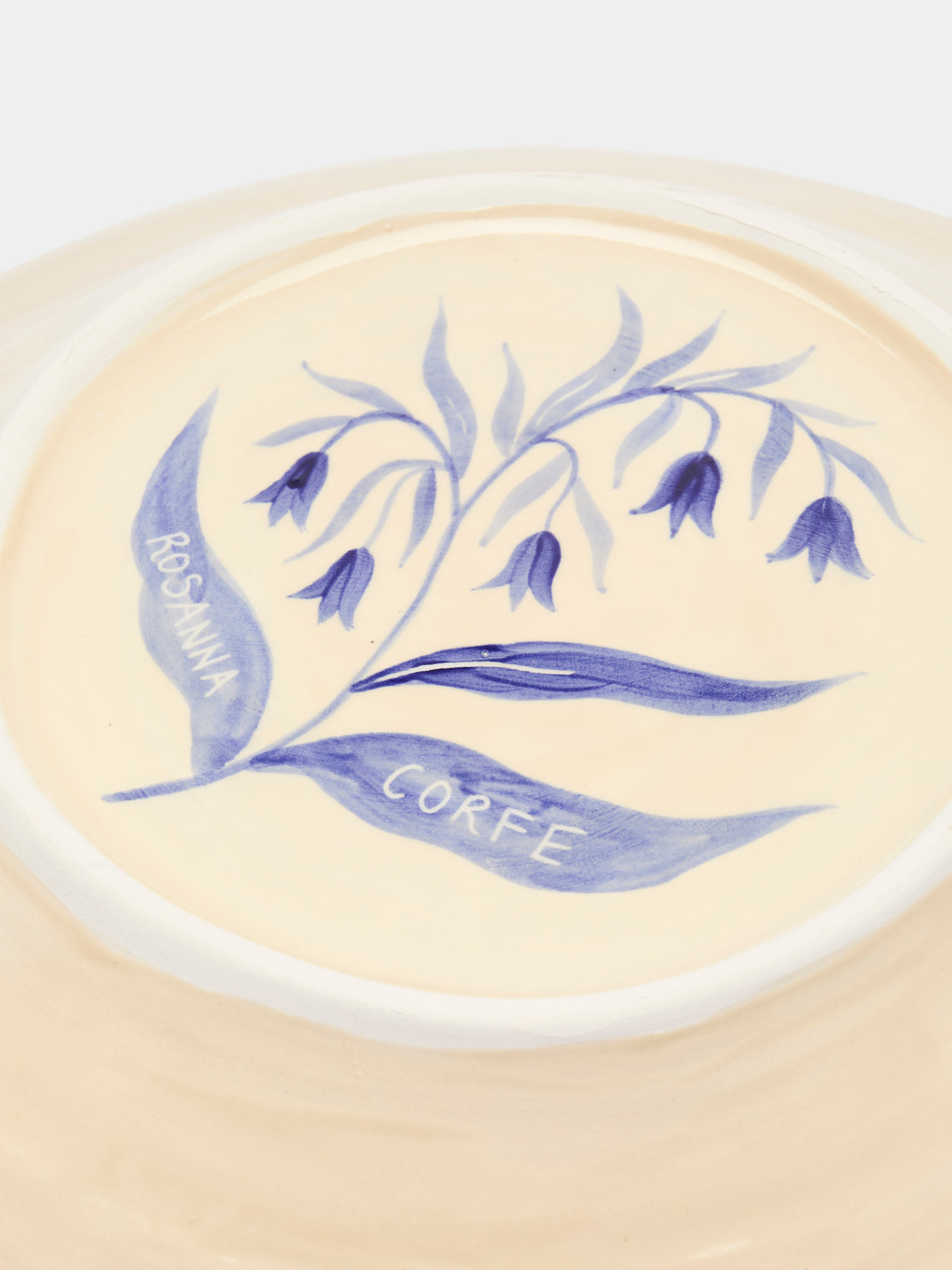 Rosanna Corfe - Birds and Bluebells Hand-Painted Ceramic Fruit Bowl - Cream - ABASK
