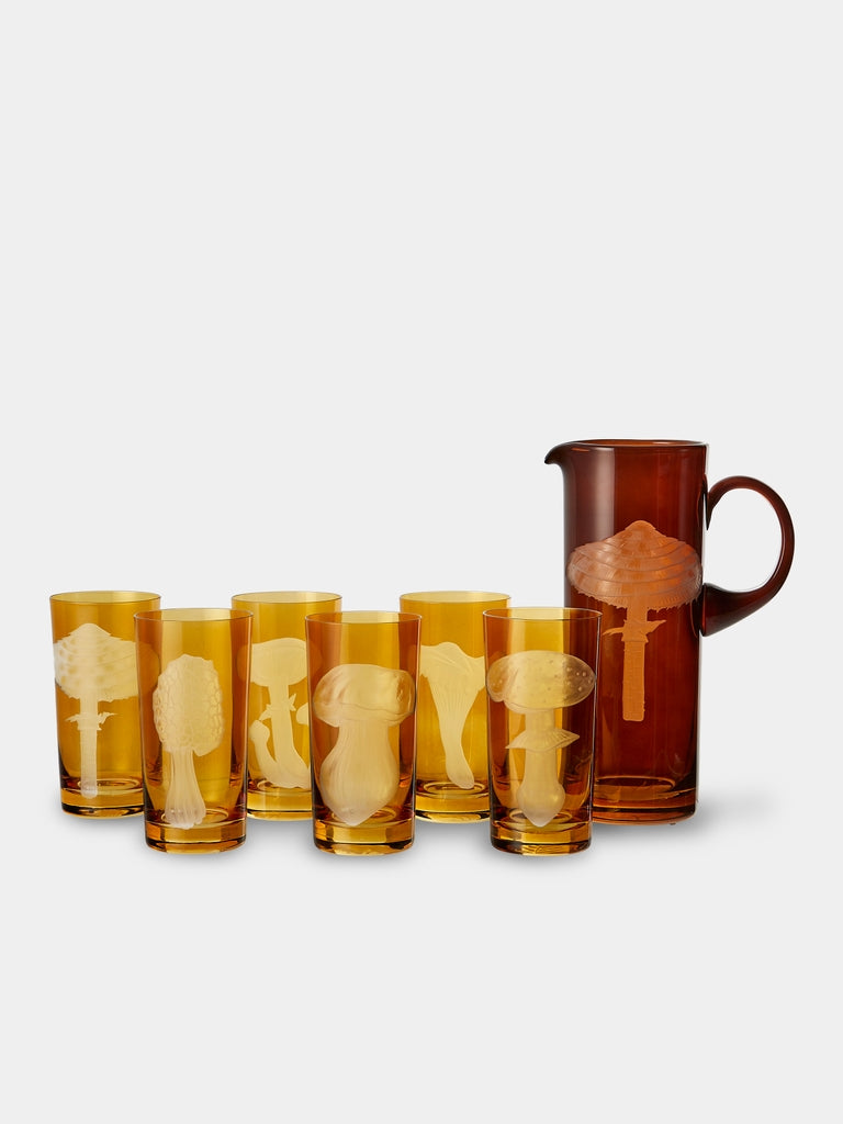Artel - Mushrooms Hand-Engraved Crystal Collection - Mustard - ABASK