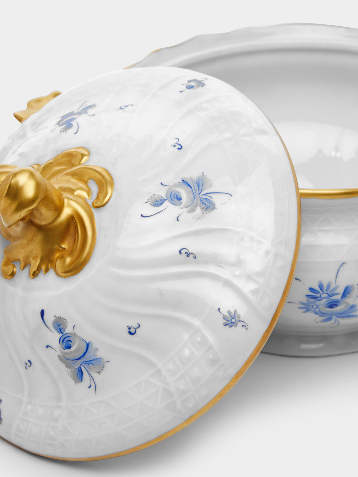 Antique and Vintage - 1960s Lorenz Hutschenreuther Hand-Painted Porcelain Lidded Serving Dish -  - ABASK