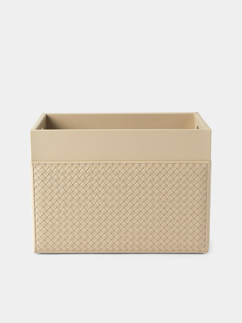Riviere - Emy Woven Leather Magazine Holder - Ivory - ABASK - 