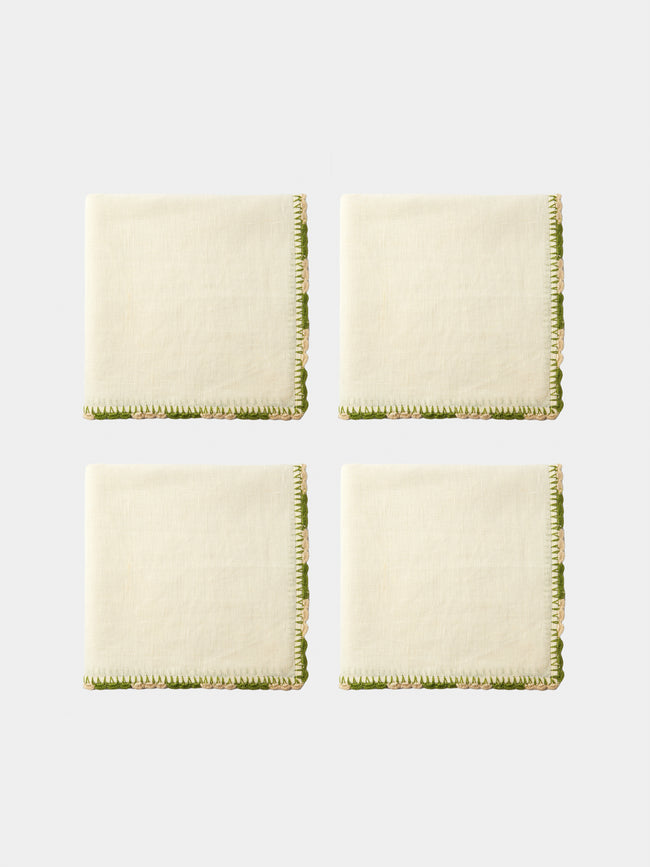 Anut Cairo - Luxor Hand-Crocheted Linen Napkins (Set of 4) - White - ABASK