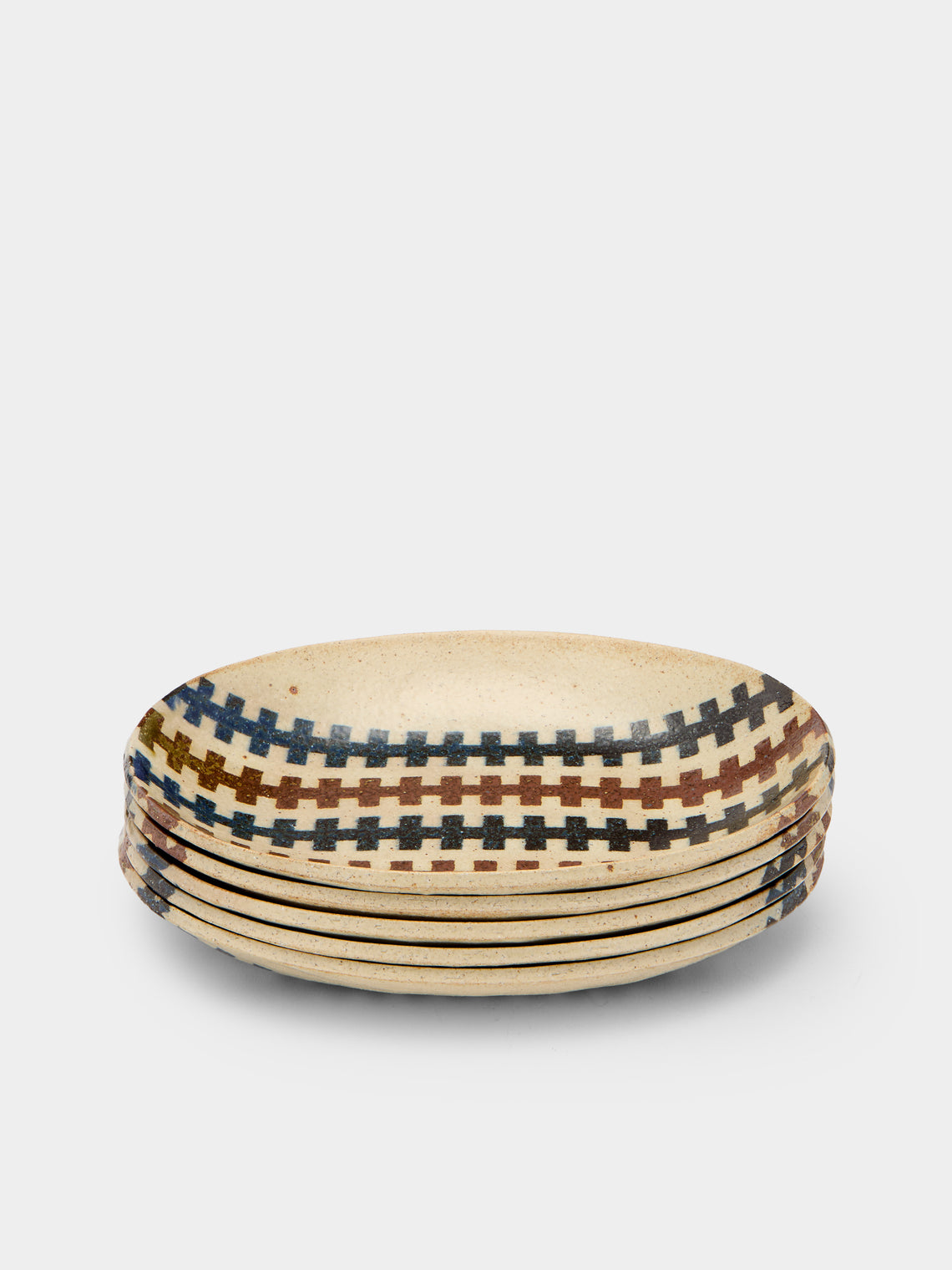 Makidani-gama - No. 1 Nerikomi Ceramic Medium Oval Bowls (Set of 5) - Multiple - ABASK