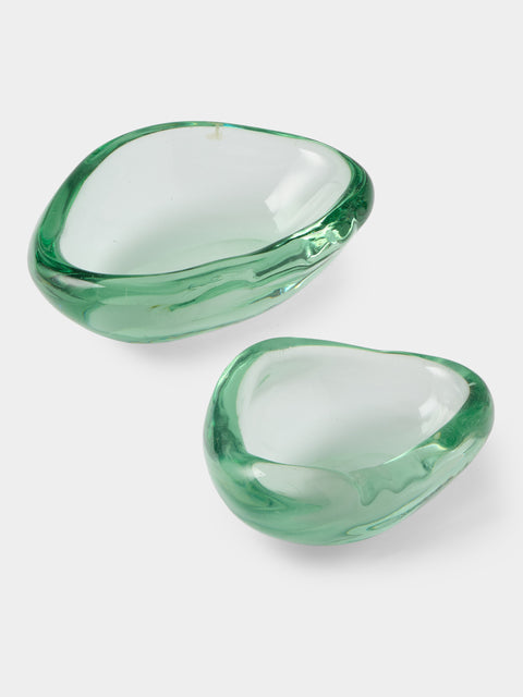 Antique and Vintage - 1945 Flavio Poli for Seguso Vetri d'Arte Glass Shell Dish - Green - ABASK - 