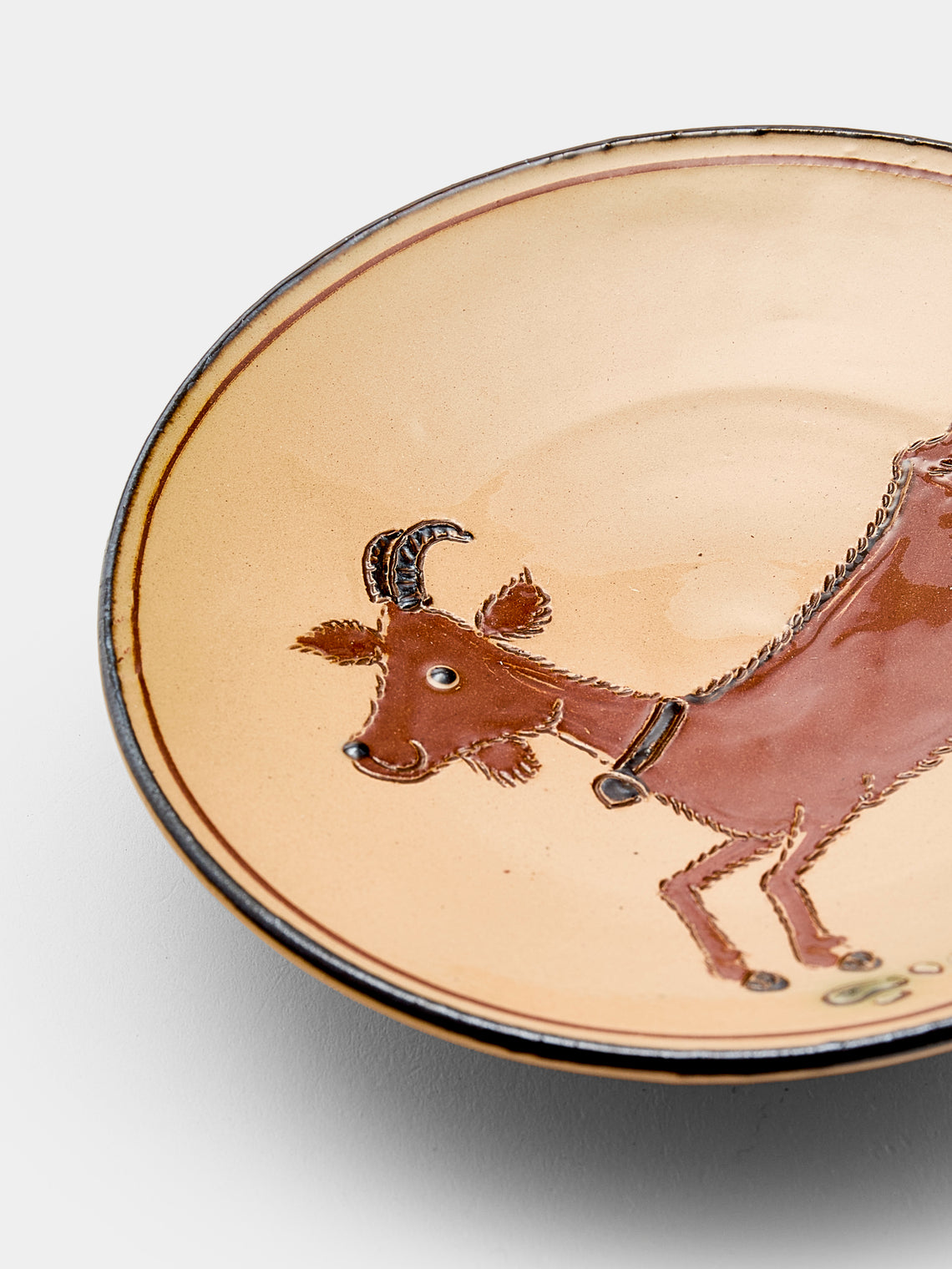 Poterie d’Évires - Animals Hand-Painted Ceramic Small Raised Plates (Set of 6) - Cream - ABASK