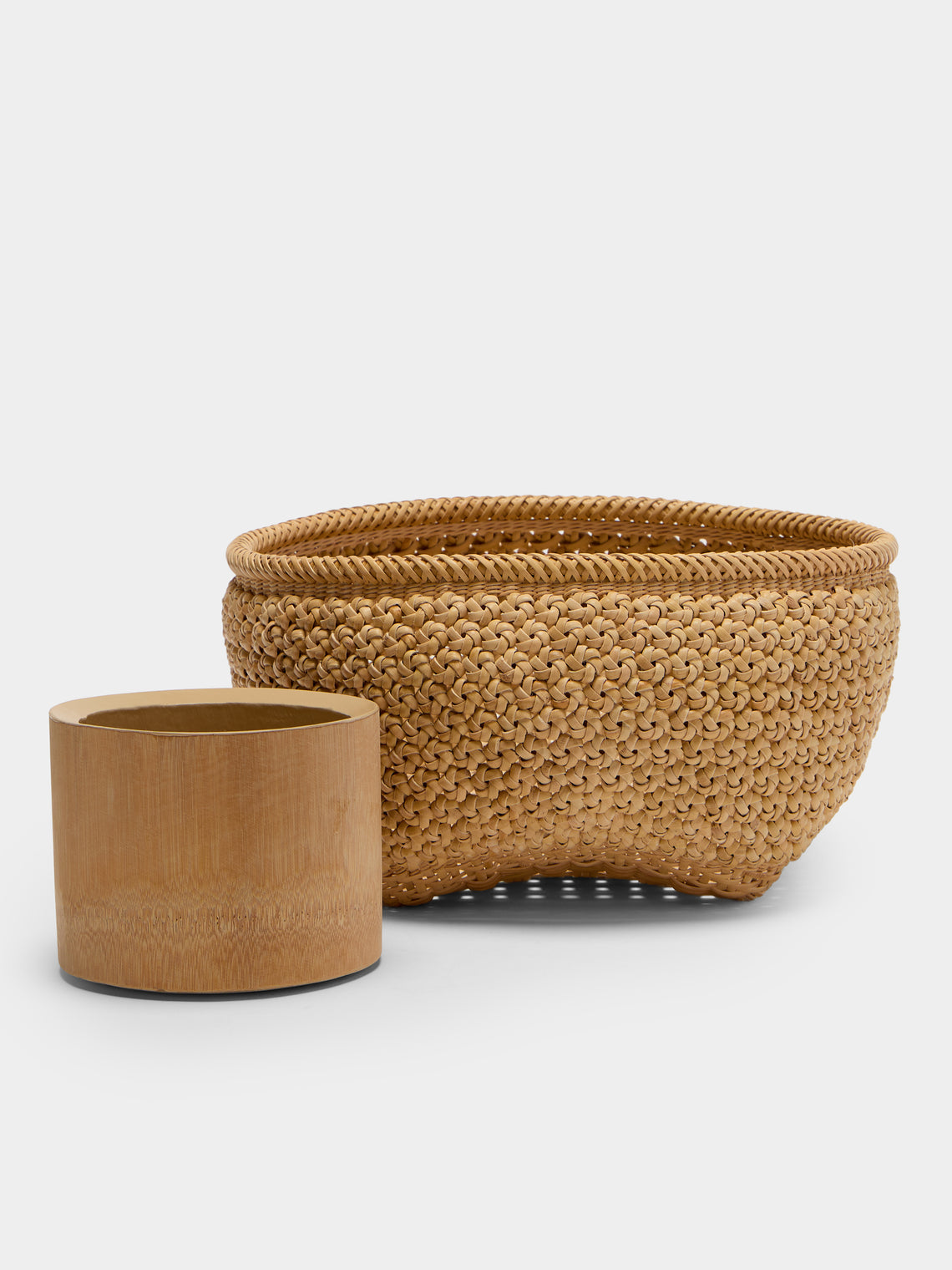 Junpei Kawaguchi - Hand-Braided Rattan Flower Basket - Brown - ABASK
