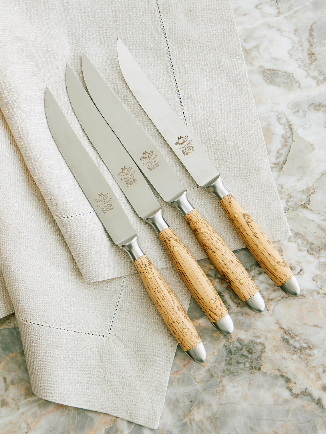 Eichenlaub - Light Oak Old German Steak Cutlery (Set of 4 Pieces) - Natural - ABASK