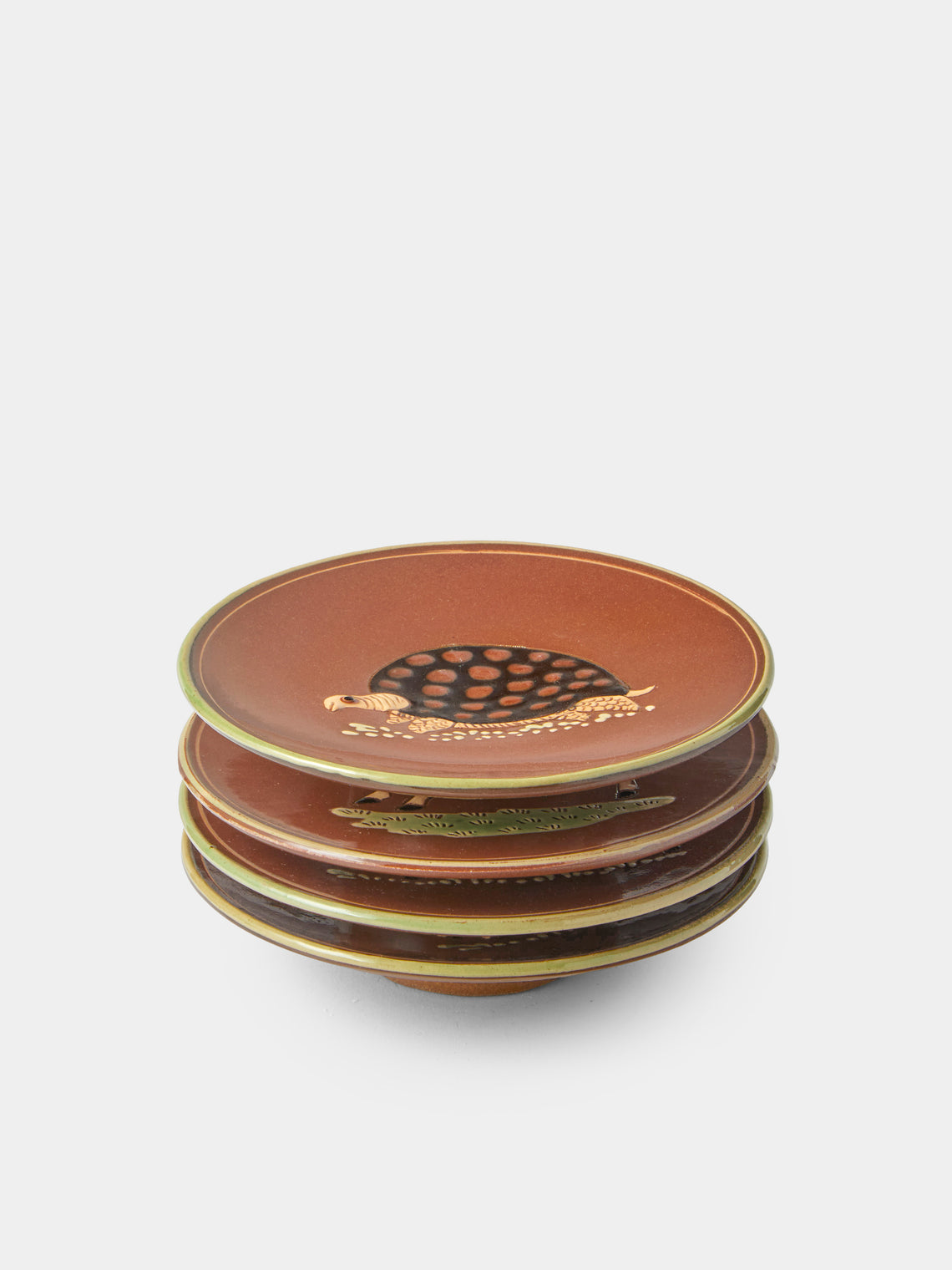 Poterie d’Évires - Animals Hand-Painted Ceramic Plates – 5.5in/14cm (Set of 4) - Light Brown - ABASK