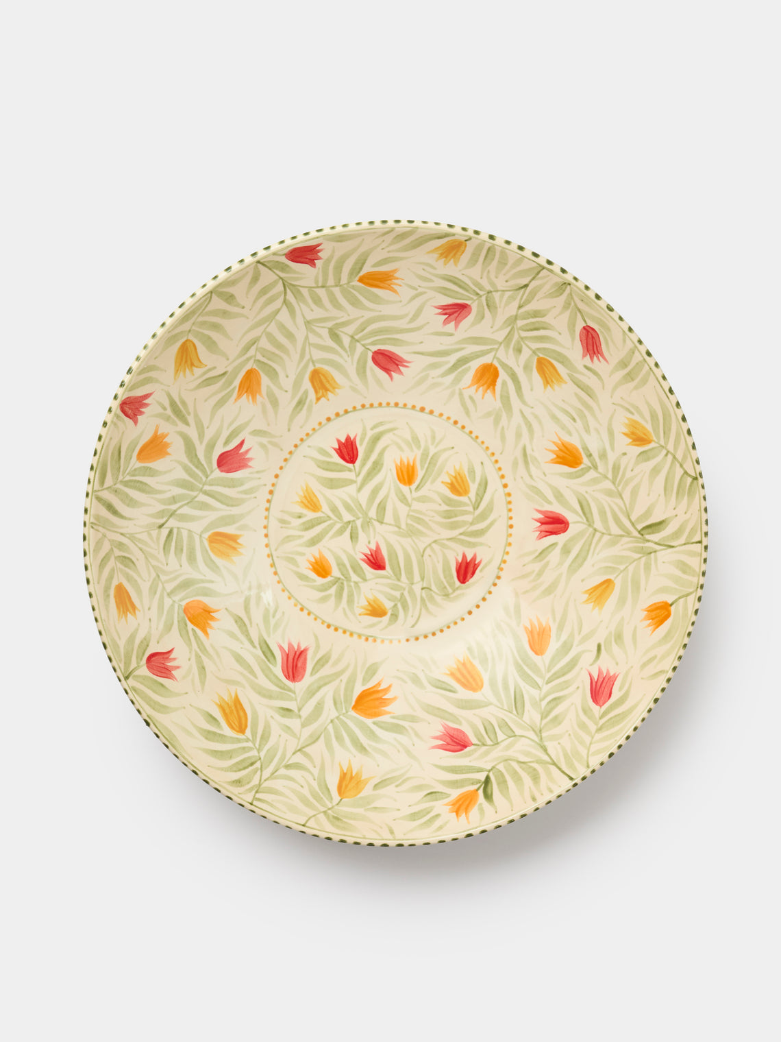 Rosanna Corfe - Doves and Daffodils Hand-Painted Ceramic Flared Bowl - Cream - ABASK